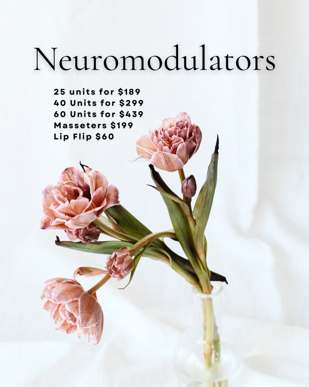 Botox, Dysport, Xeomin (Starting at $8/unit)