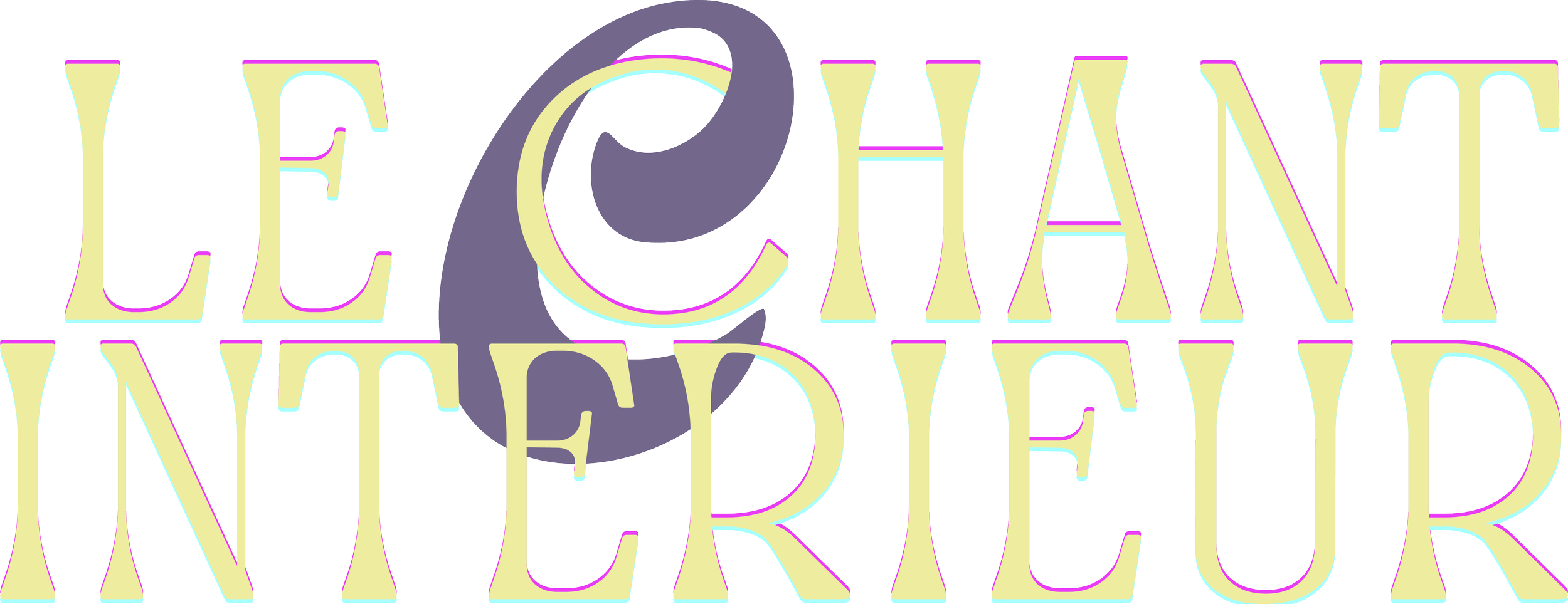 Texte en français : 'Le chant merveilleux' avec un fond coloré et une forme artistique en arrière-plan.