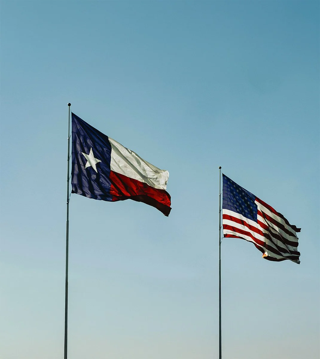 Texas flag and United States flag