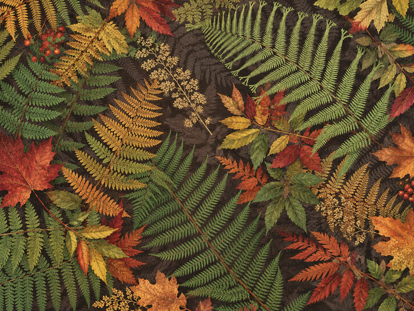 Autumn Ferns and Foliage Pattern.png