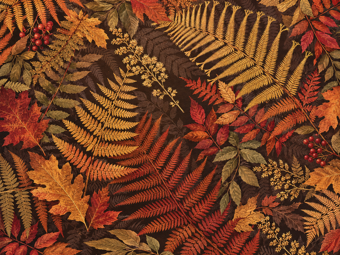 Autumn Ferns and Foliage Wallpaper.png