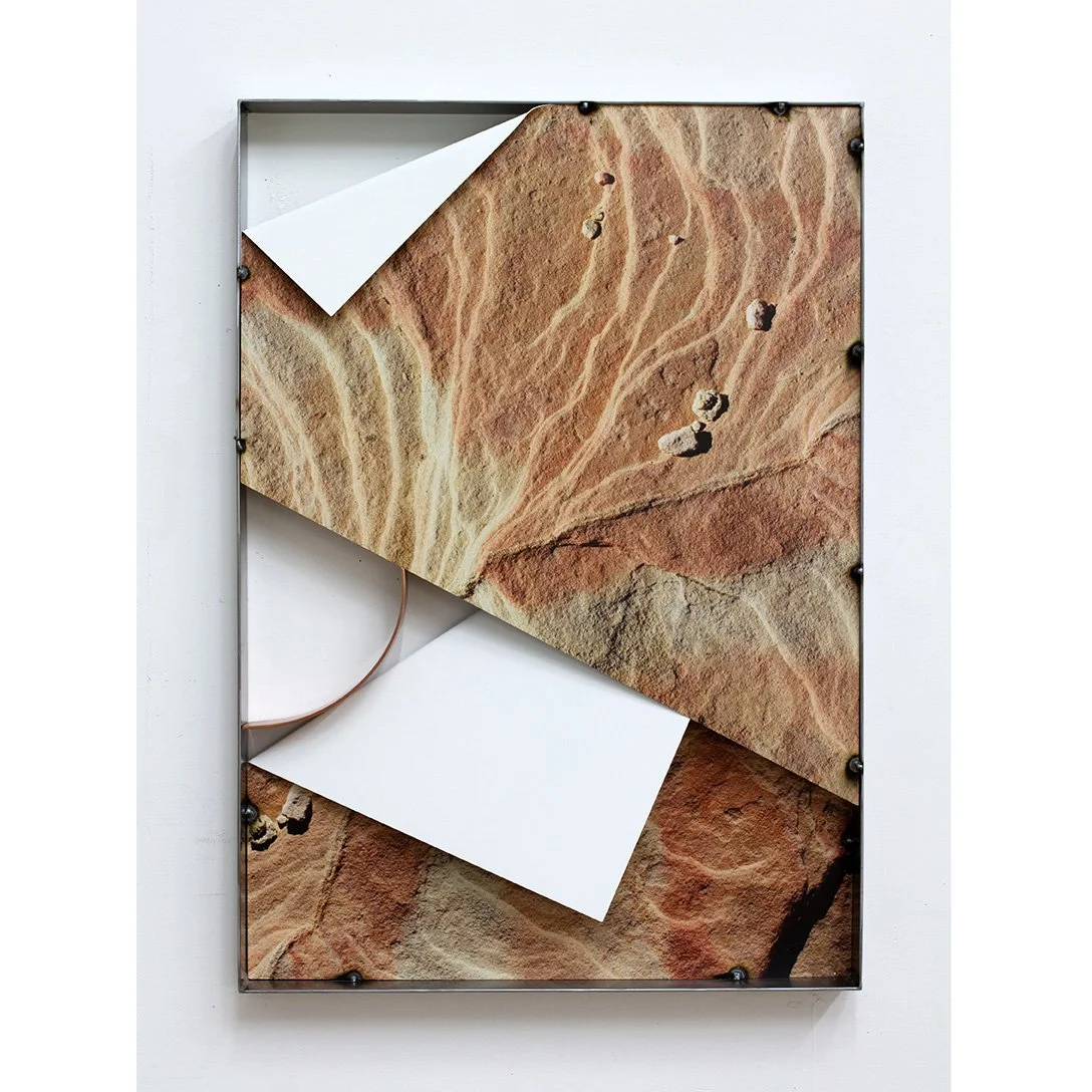 Valley of Fire Copper Round, 2024
UV print on steel, paint, copper, steel frame
32" x 22.5" x 3