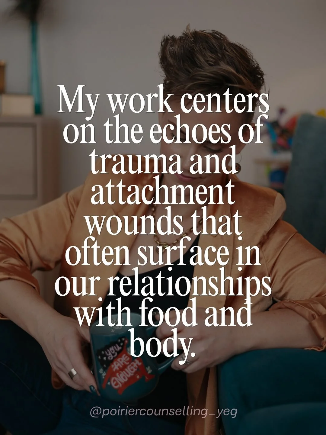 So many of us learn early on to manage pain by controlling, perfecting, or disconnecting.
I specialize in supporting people whose trauma and attachment wounds have taken root in how they relate to food and body, helping them return to trust, safety, 
