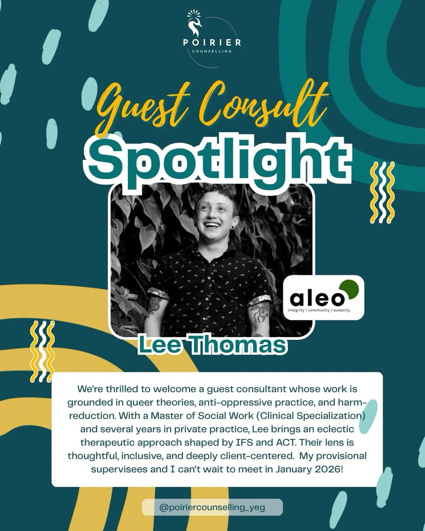 So thrilled to be sitting with @leethomasmsw from the @aleocollective with my provisional team in the new year! I know having Lee with us as a guest consult at one of our monthly supervision groups will be so valuable. Please check out the Aleo Colle