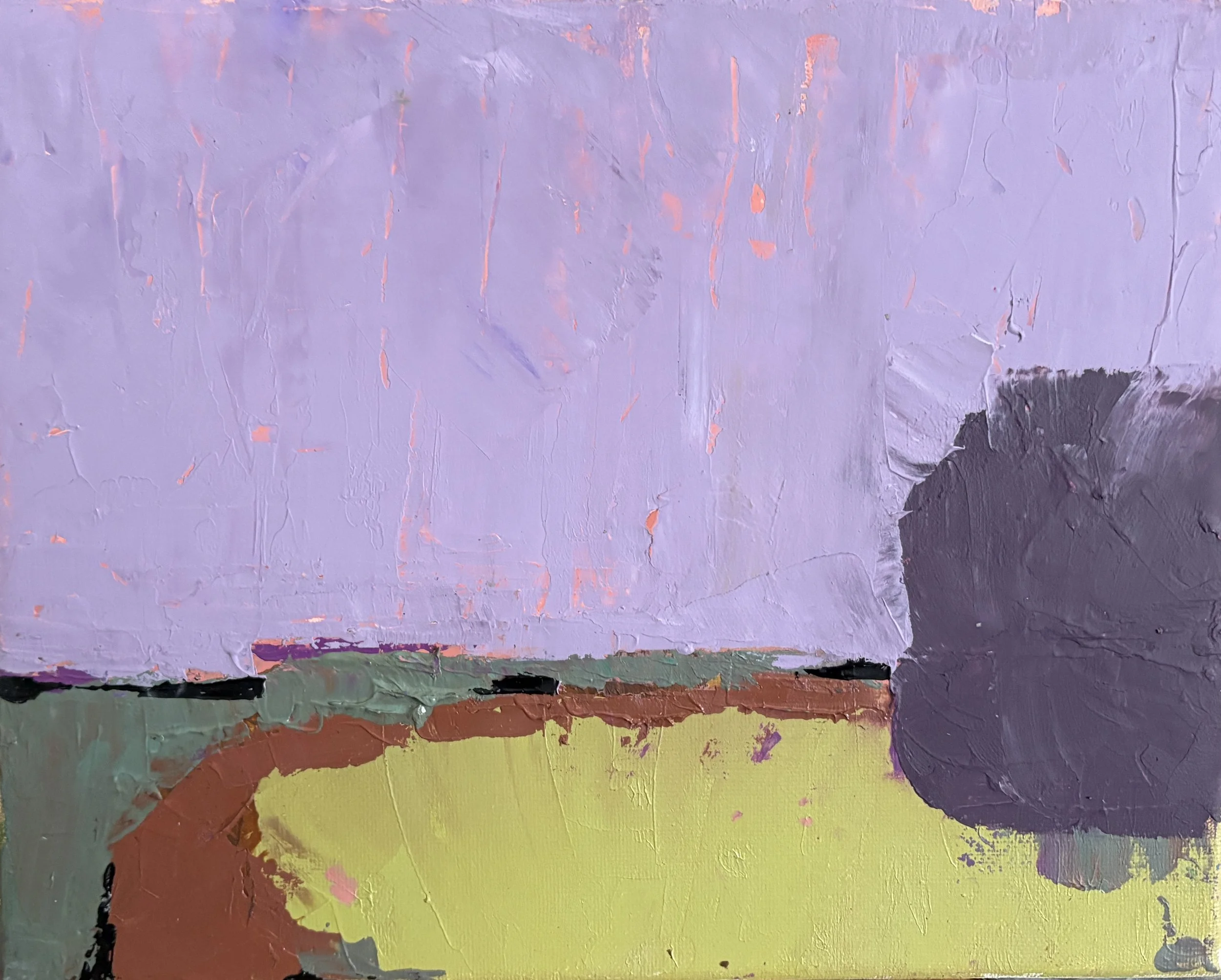 "Lavender at the Levee" 8x10 Oil & Cold Wax on canvas