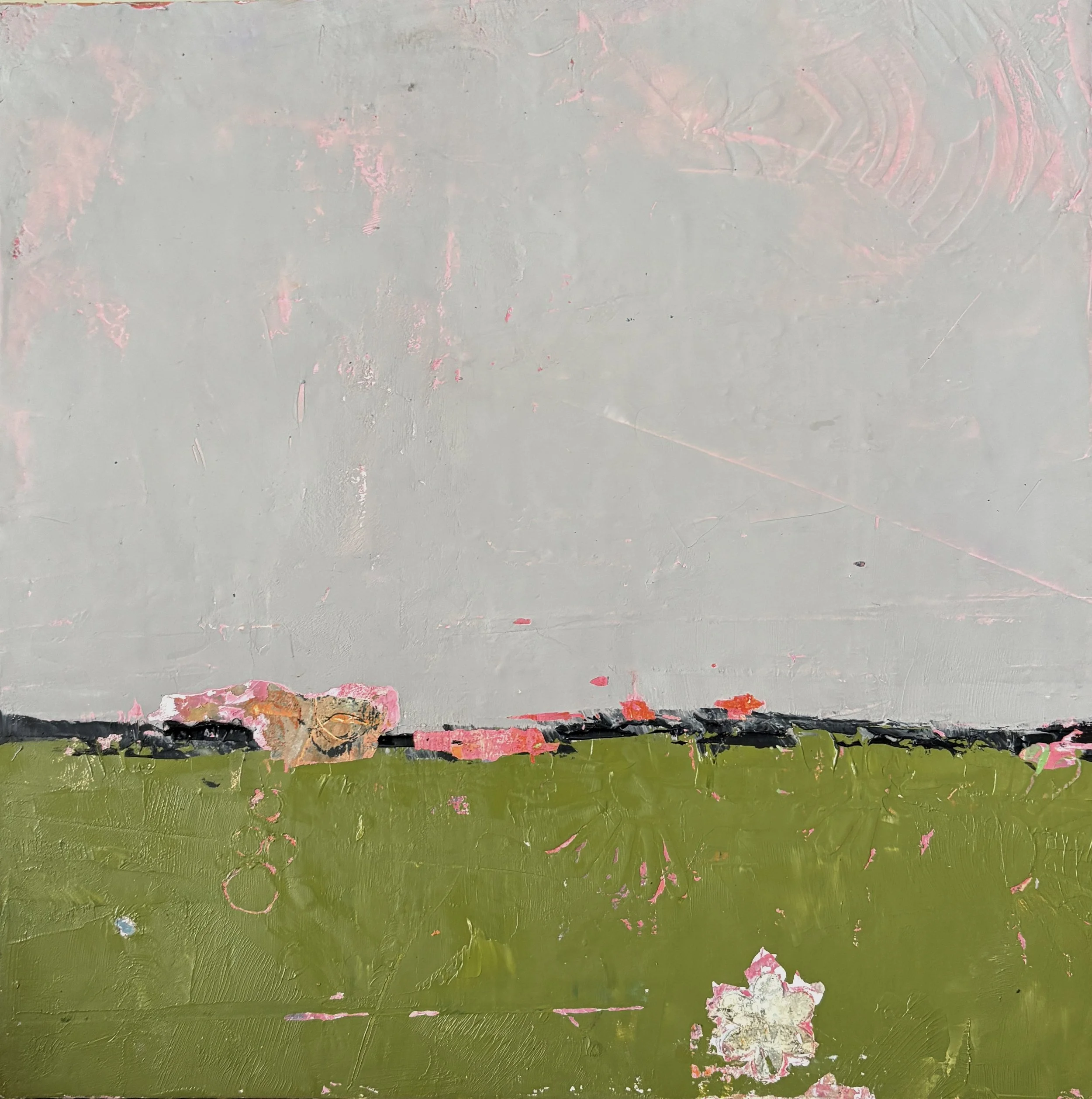 "Spring Emerges" 10x10 Mixed Media on cradled wood panel