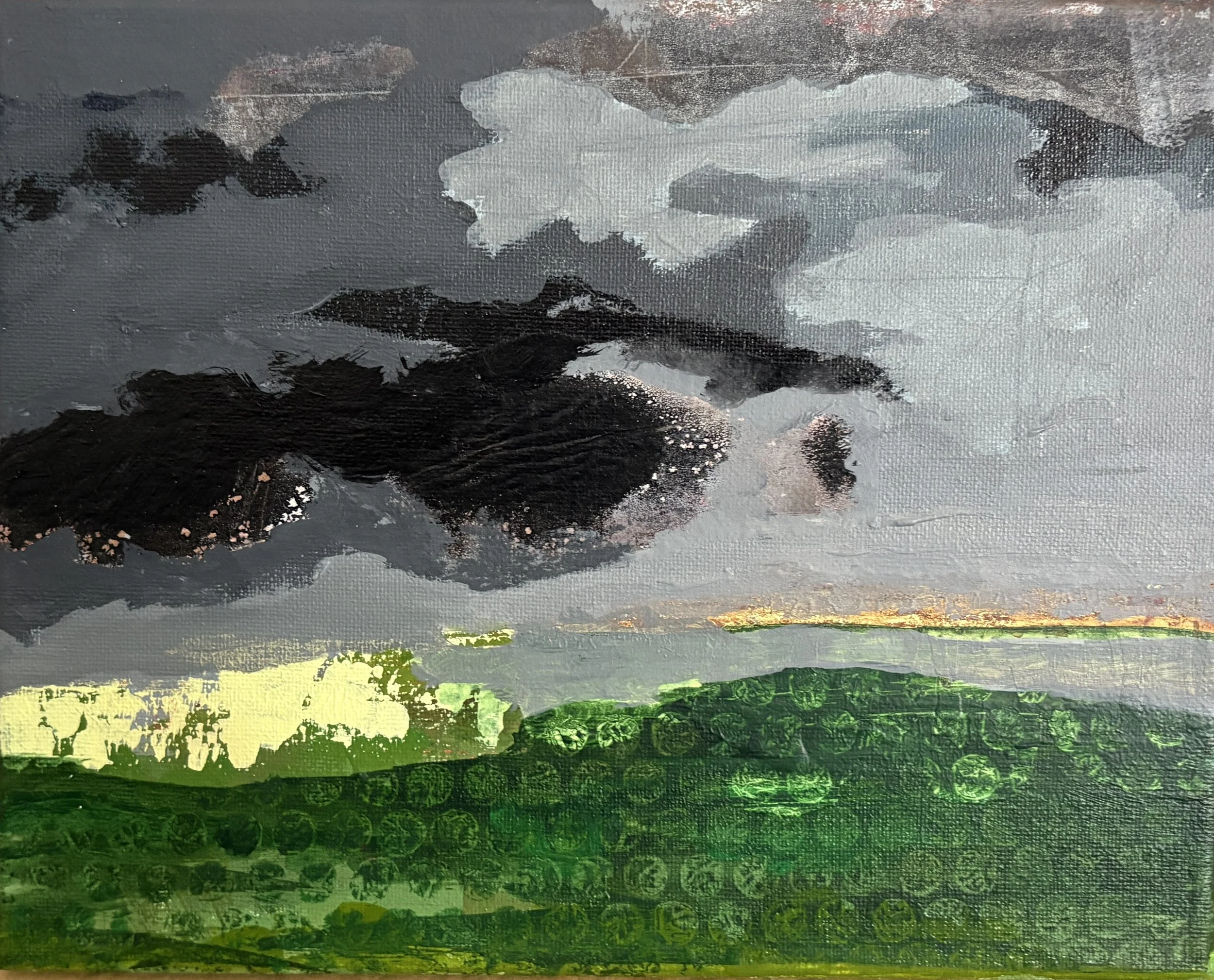 "Retreating Summer Storm" 8x10 Mixed Media on canvas