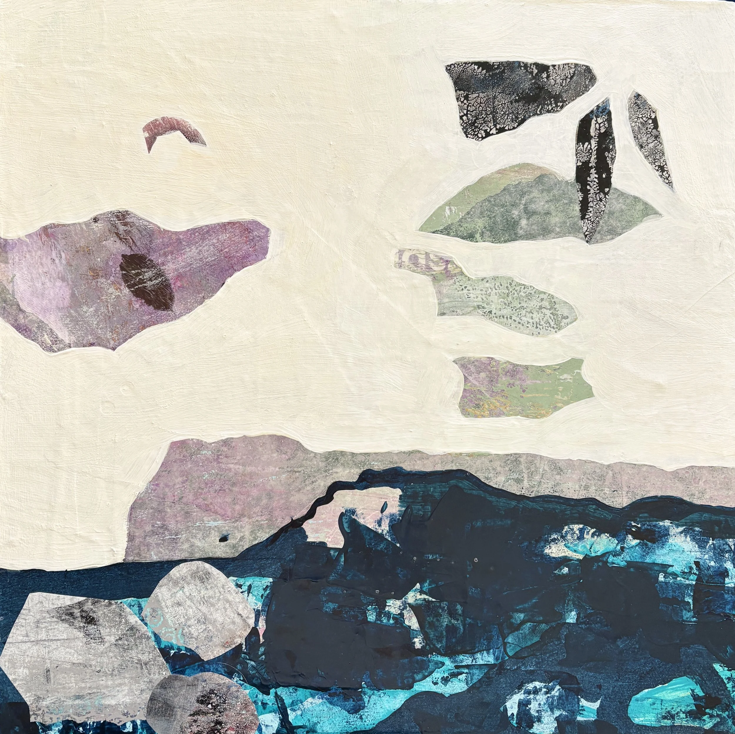 "Rocks on the Shore" 14x14 Mixed Media