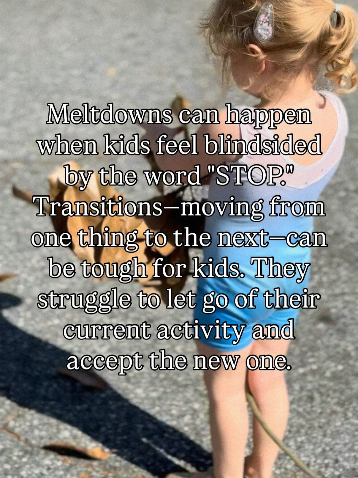 TRANSITION TOOLS | Meltdowns can happen when kids feel blindsided by the word &ldquo;STOP.&rdquo; 🛑

Transitions&mdash;moving from one thing to the next&mdash;can be tough for kids. They struggle to let go of their current activity and accept the ne