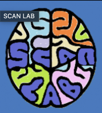Colorful illustration of a brain divided into sections, with 'SCAN LAB' label in the top left corner.