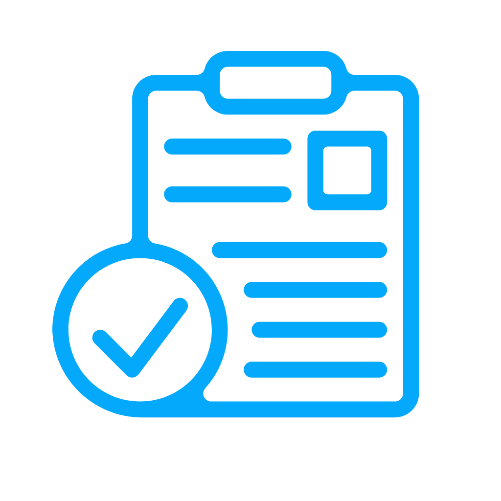 Icon of a document with a checkmark, representing completed or approved paperwork or report.