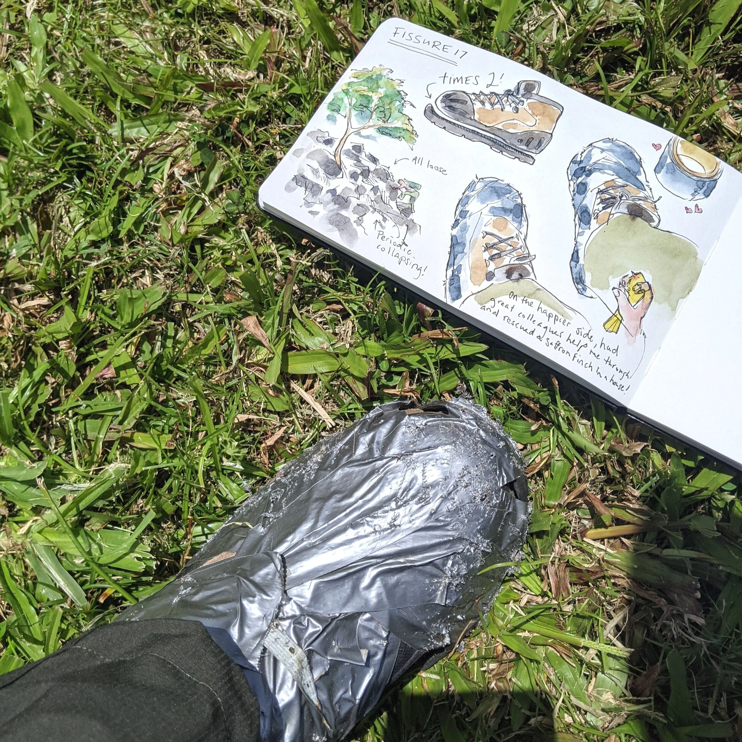A sketch of hiking boots