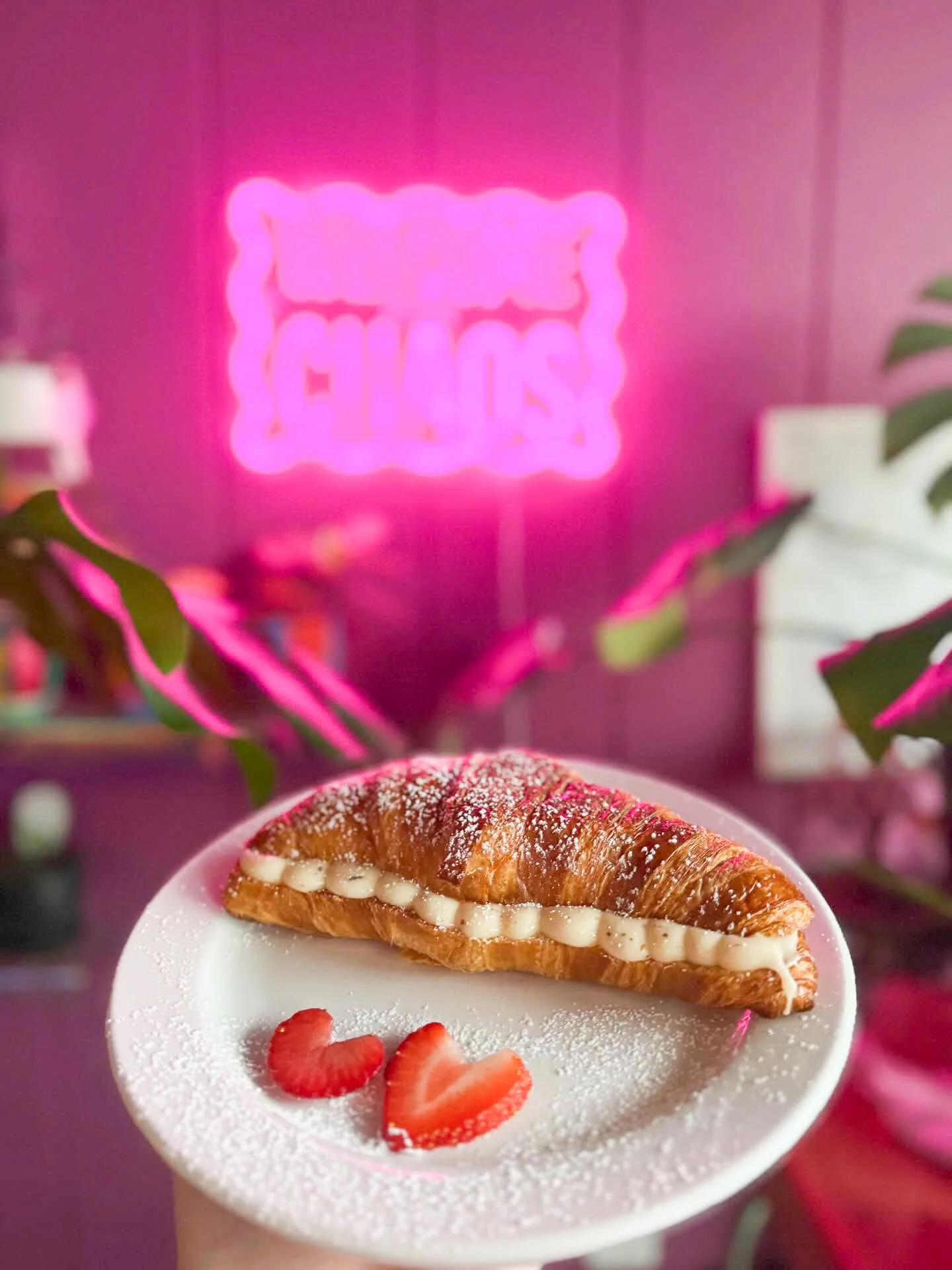 A croissant filled with cream at The Pink Pony Cafe