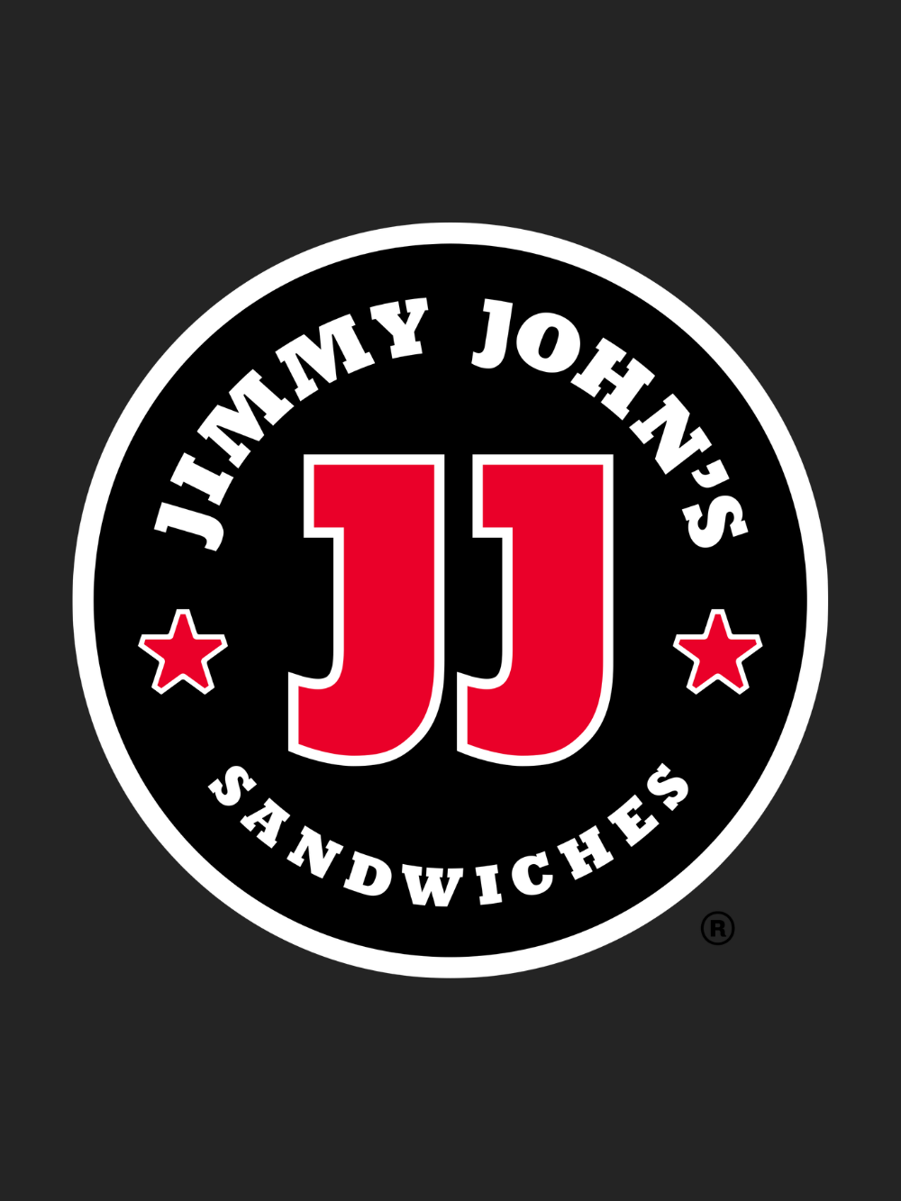 Logo for JJ's Sandwiches featuring bold red 'JJ' initials inside a black circle with white and red accents, and the text 'Jimmy John's Sandwiches' around the circle.