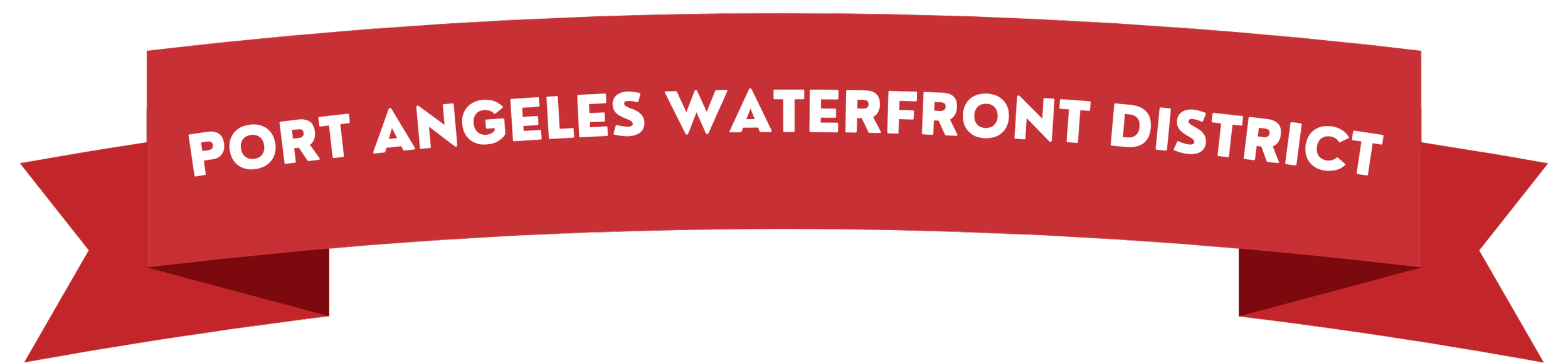 A red banner graphic with text "Port Angeles Waterfront District"