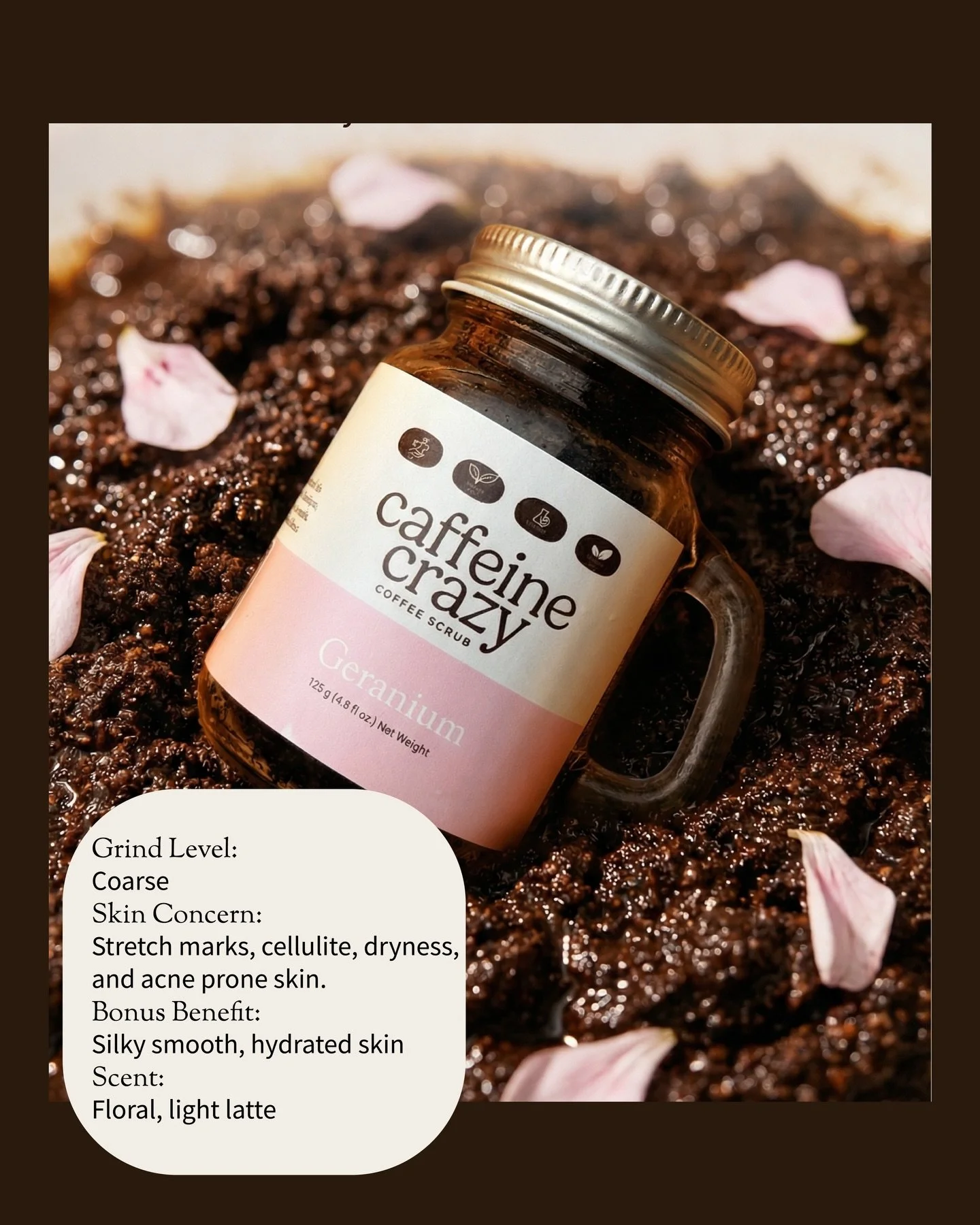 Don&rsquo;t use this Geranium Coffee Scrub unless you want to have an even skin tone and silky, smooth skin..🫶🏼✨