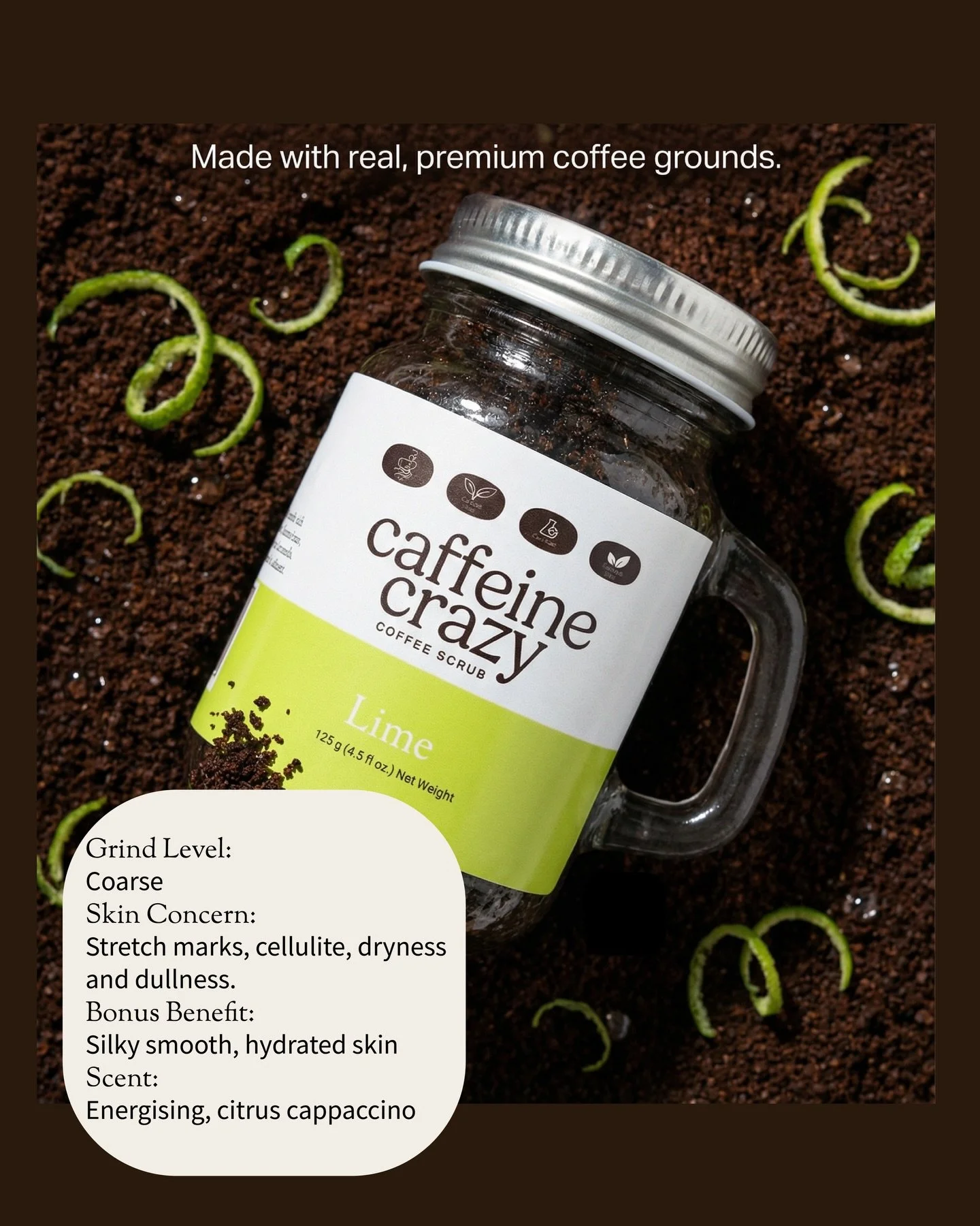 Keep scrolling if you don&rsquo;t want visually brighter, firmer skin&hellip;our Lime Essential Oil Coffee Scrub does it all&hellip;.including making your skin feel silky smooth after using it the first time x

3/3 from our Essential Oil Collection&h