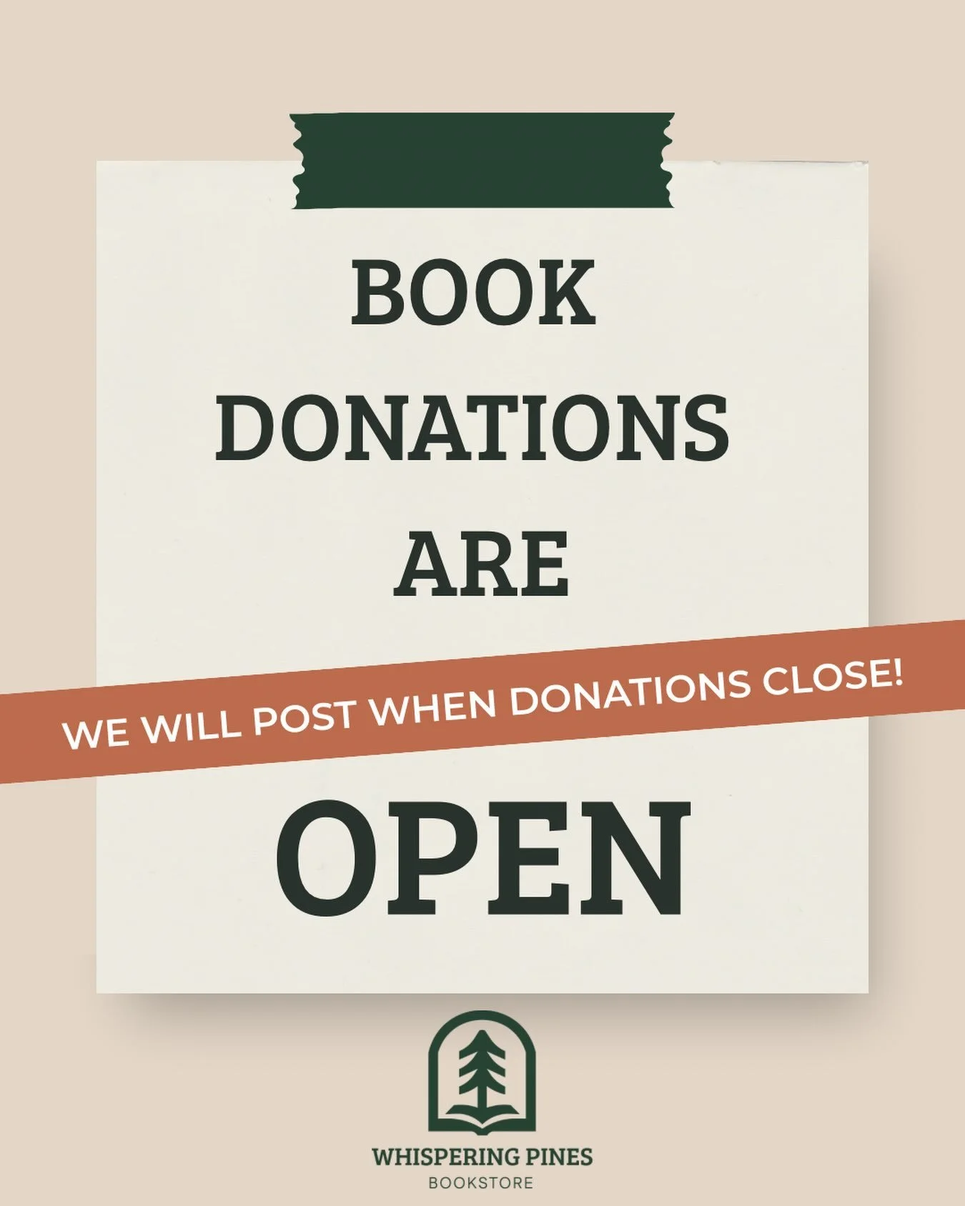 Donations are open for the following genres only: general literary fiction, non-fiction (no cookbooks or self-help), and science fiction! Thanks for helping your books find another home!