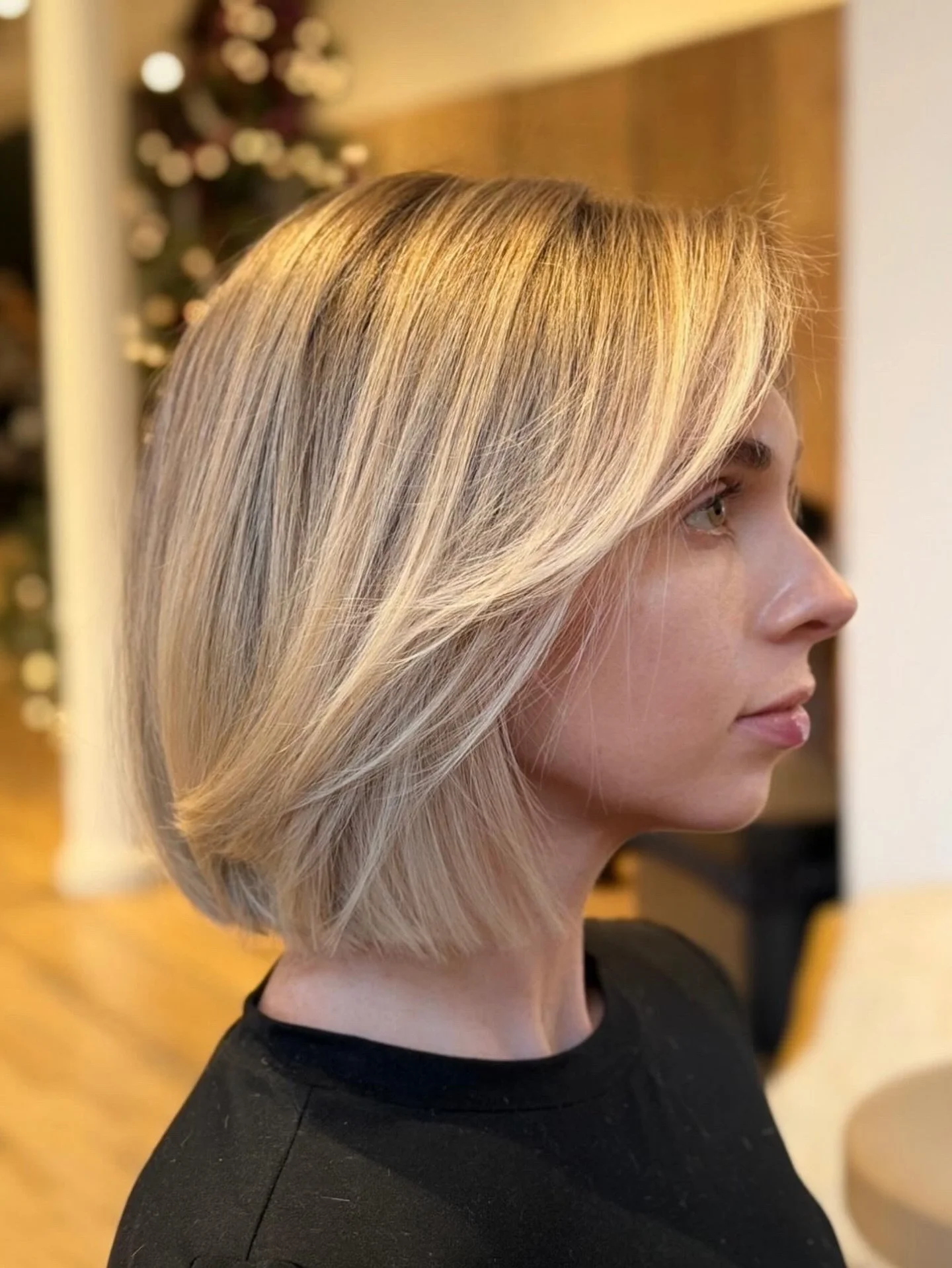 Blonde, blunt, downtown.