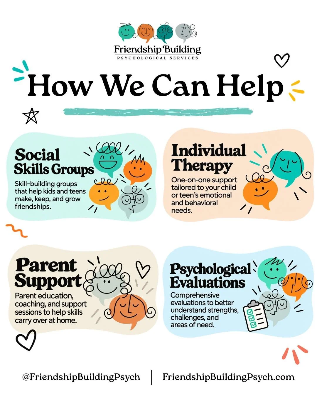 Sometimes a child needs practice.
Sometimes they need one-on-one support.
Sometimes a parent needs guidance.
And sometimes, you need a clearer understanding of what&rsquo;s really going on.
That&rsquo;s why Friendship Building offers more than just s