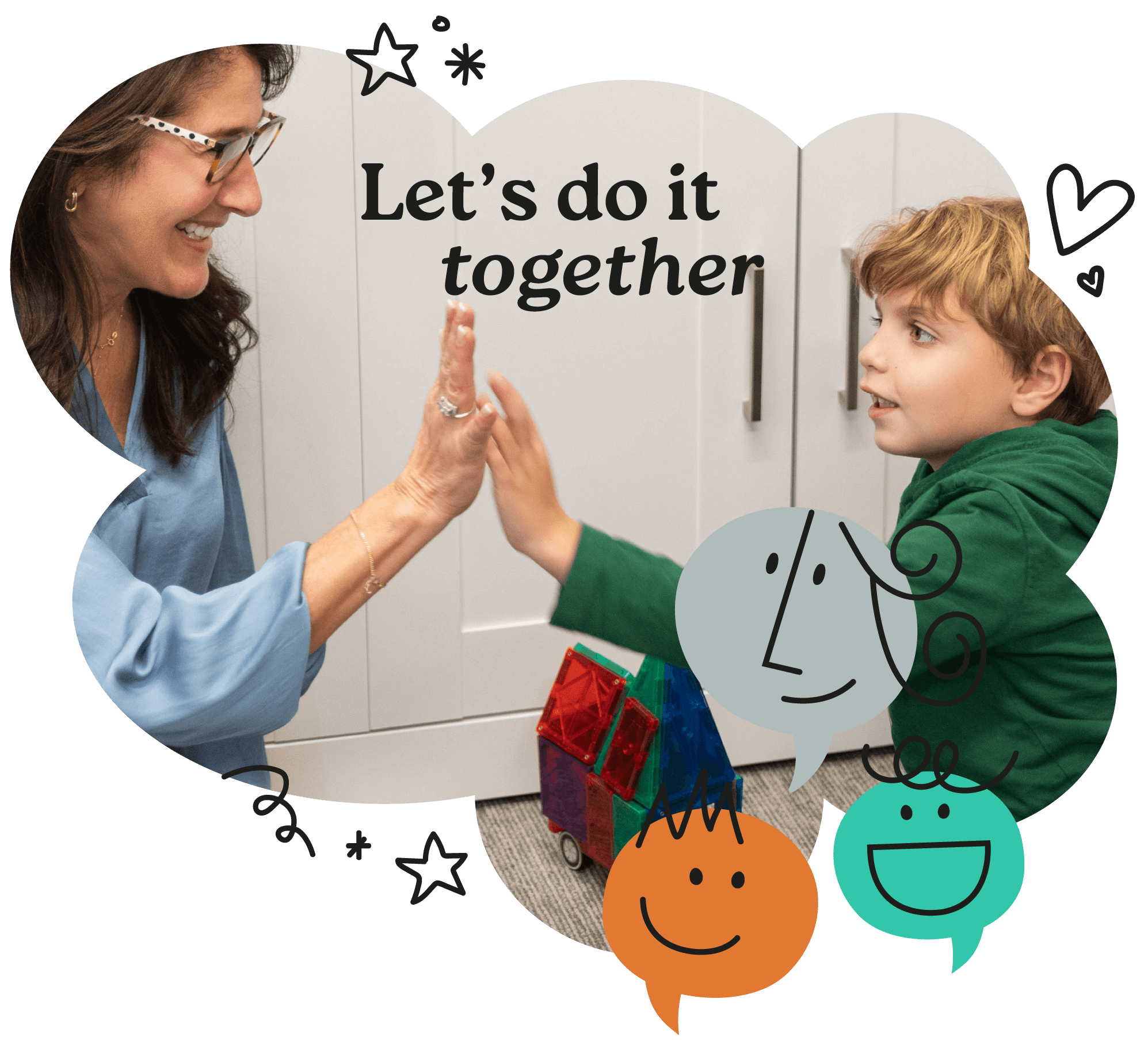 Dr Fern Sandler high fiving a young boy