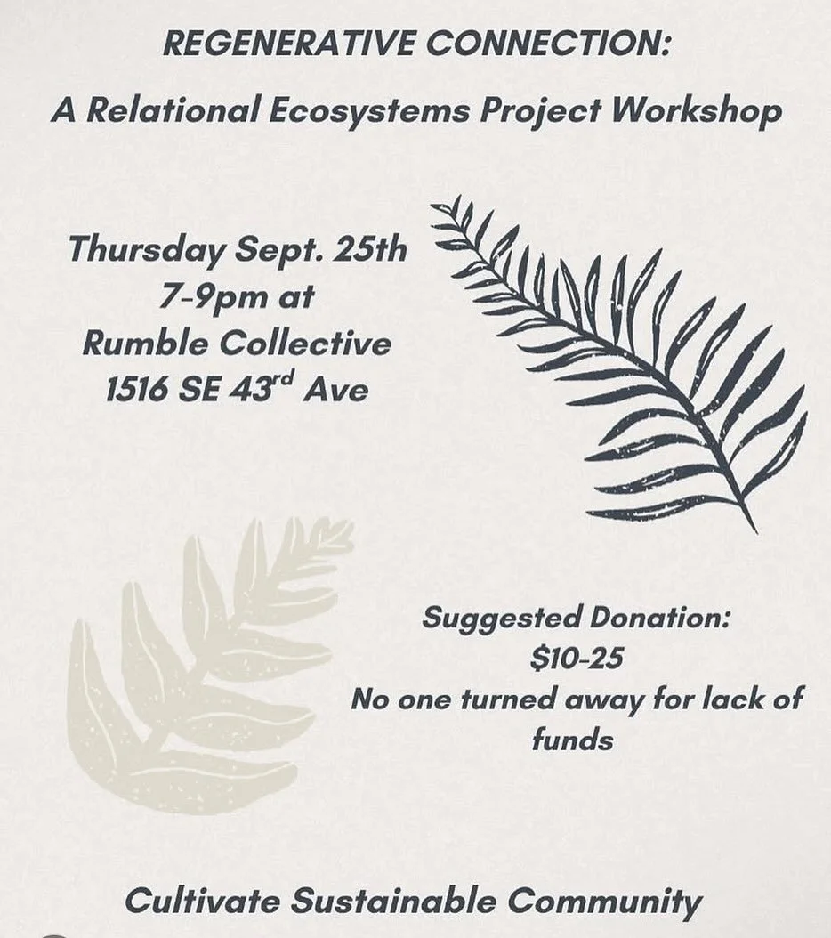 This coming Thursday! @williamfrances28 will be leading the &ldquo;Regenerative Connection&rdquo; workshop! This will focus on relationship practices and principles that center mutual nourishment and attunement, supporting participants in developing 