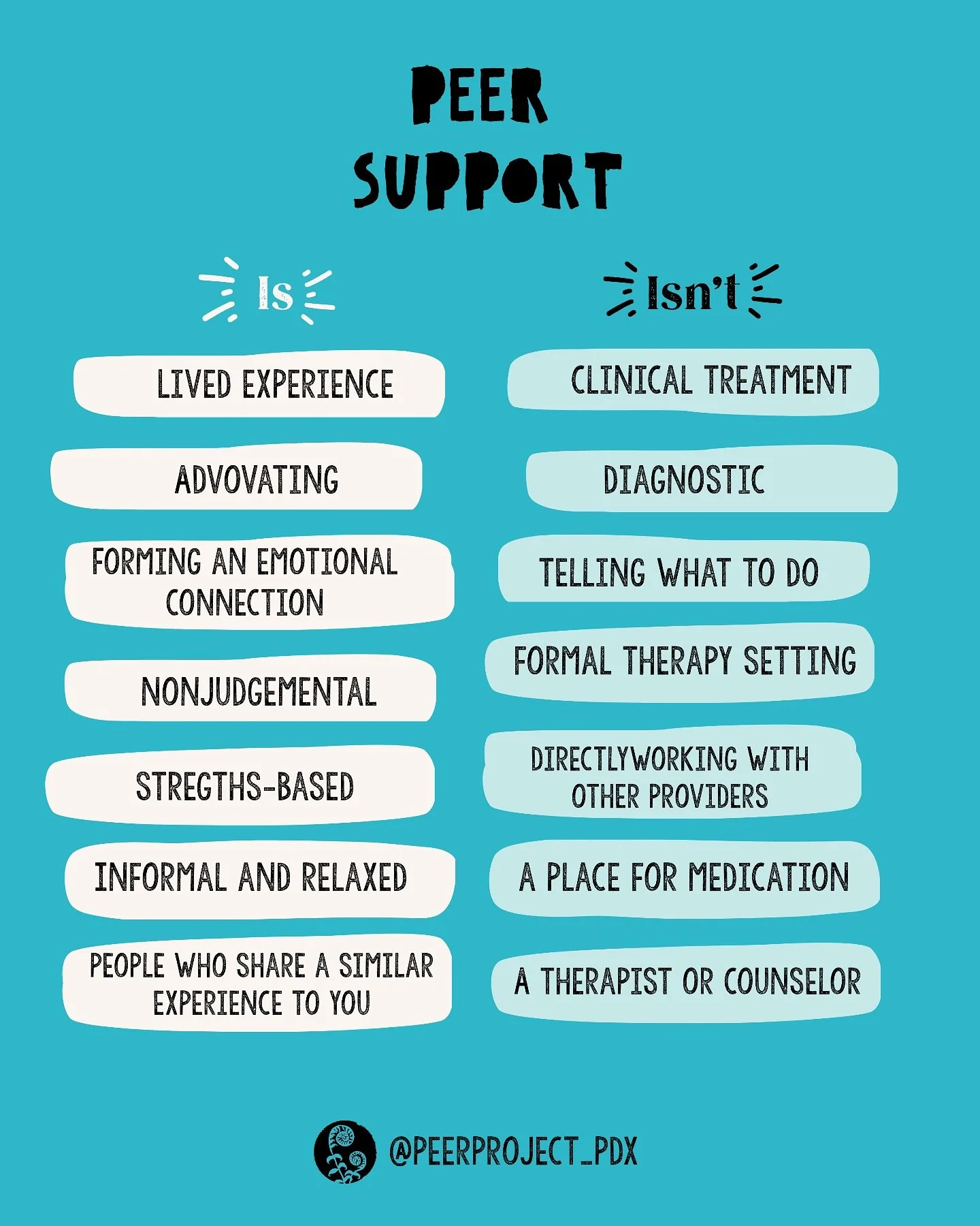 Peer support isn&rsquo;t about diagnosing you, fixing you, or telling you what to do.

It&rsquo;s about being with you &mdash; from a place of shared lived experience, solidarity, and connection.

✨ True healing doesn&rsquo;t always look like a clini