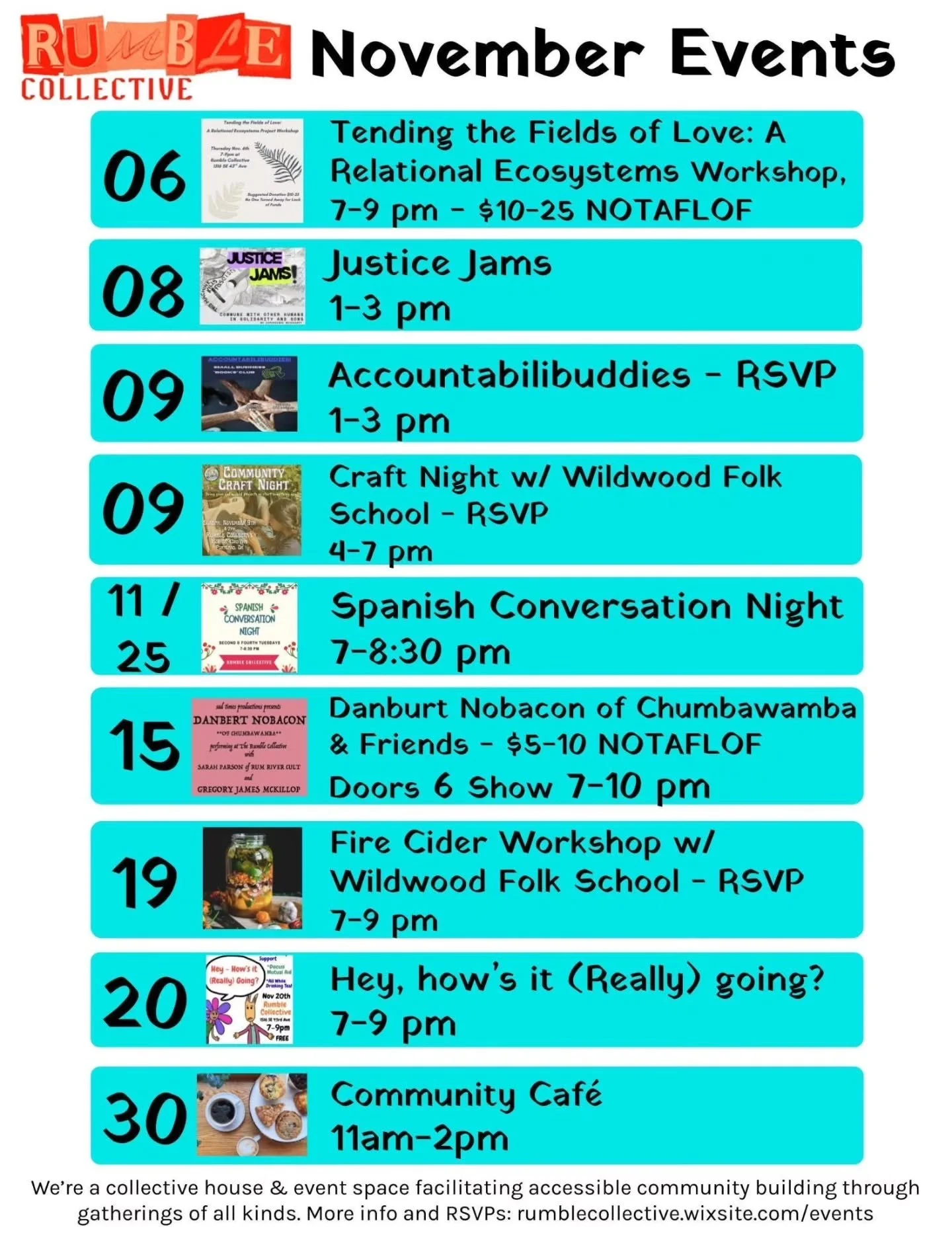 Happy November! We have a bustling month ahead for you with some new gatherings and skill-shares! Note that there will be no German conversation night this month on the 3rd Tuesday due to a private event, but we will be back in December and have a Ge