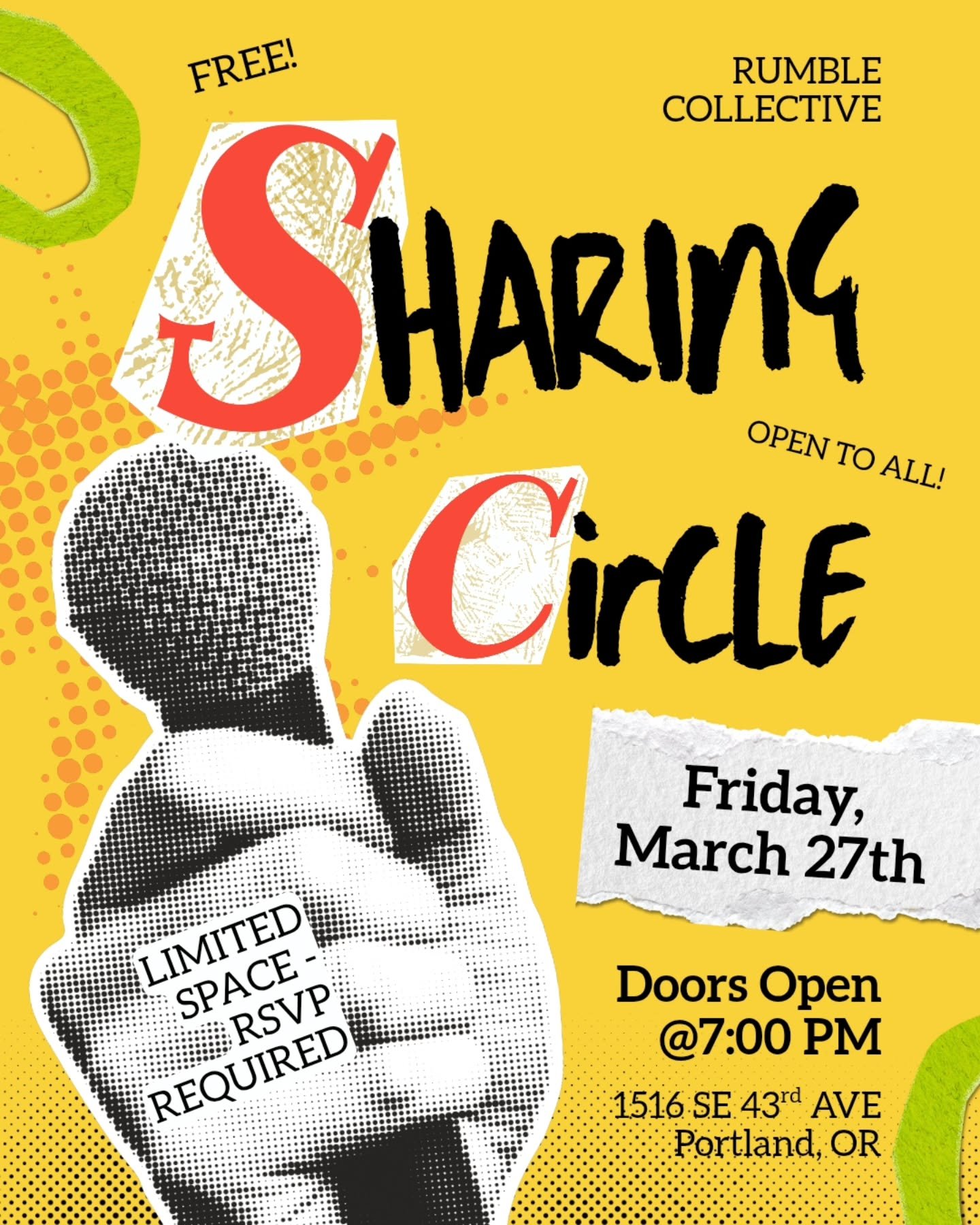 Next week! 🎶 📝 🎤 

Join us on Friday, March 27th at 7pm as we sit and share: Bring your instruments, voice, poems, and visual art!

Enjoy this casual format for sharing your work in progress, or completed piece you want to celebrate! 4-5 minutes p