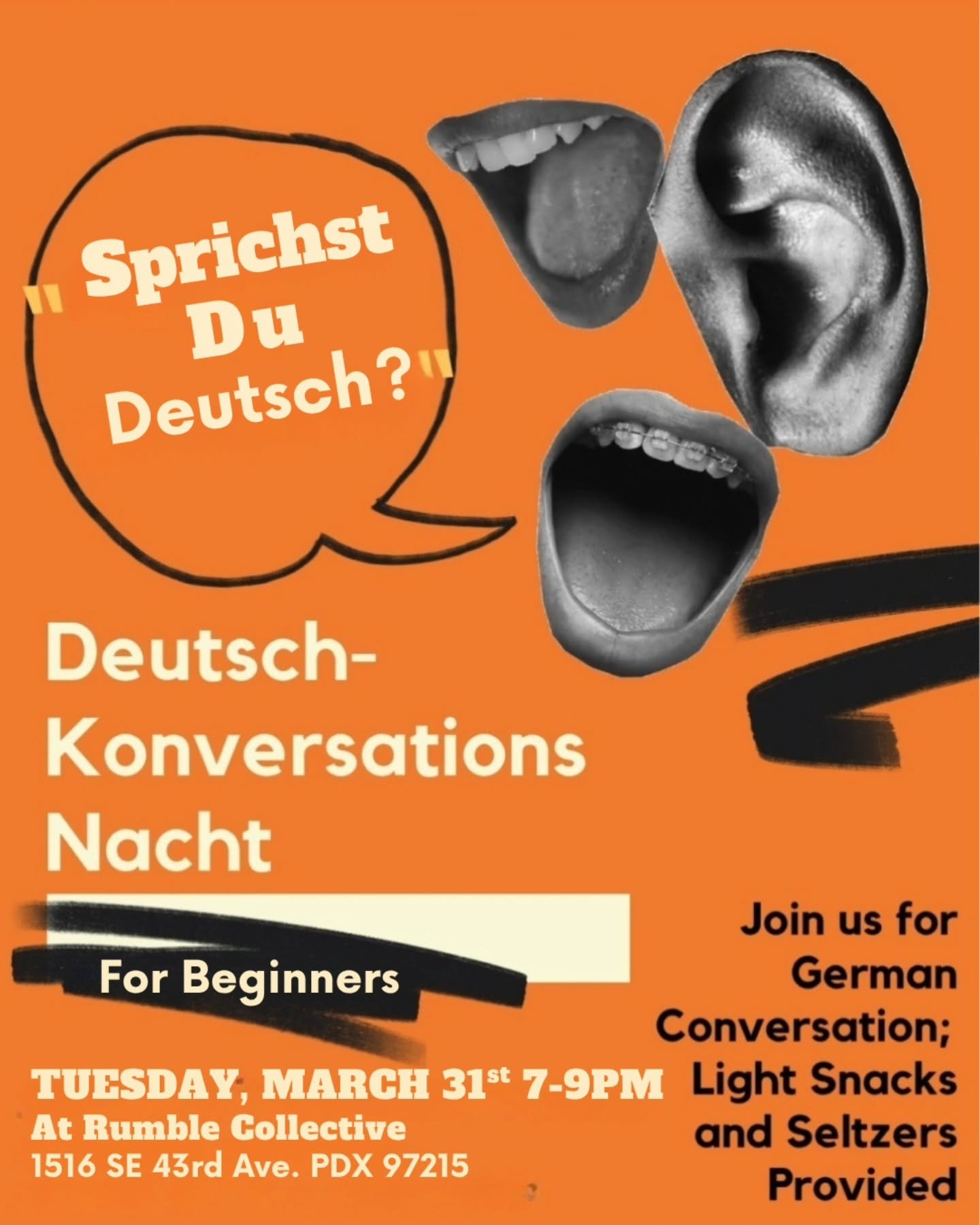 Next week! Tuesday at 7!

Sprichst du Deutsch? Oder m&ouml;chtest du es? Also fine if you are just interested! 

Fair warning, the two housemates who put this on are both beginners but all levels welcome and desired! 

Depending on the fluency levels