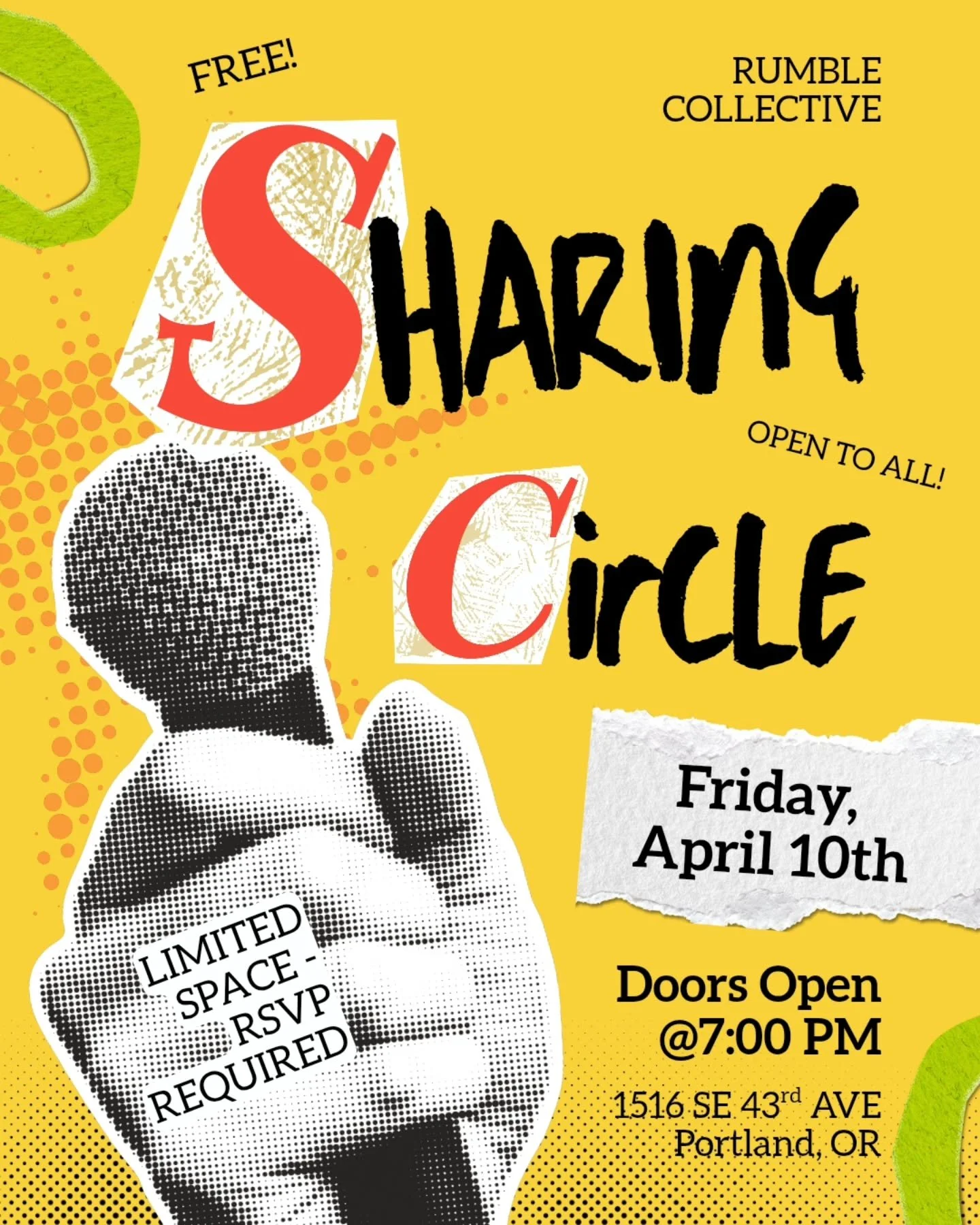 Join us on Friday, April 10th as we sit and share: Bring your instruments, voice, poems, and visual art!

Enjoy this casual format for sharing your work in progress, or completed piece you want to celebrate! 4-5 minutes per share. Snacks and refreshm