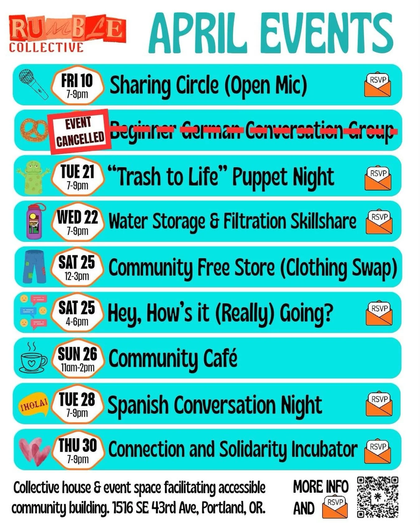 UPDATE/EVENT CANCELLATION: German Conversation Group is unfortunately postponed 
Hey y&rsquo;all, Spring has arrived! With all its showers, all its sun; the whole shebang! Come ring it in season with us! RSVP links in Bio