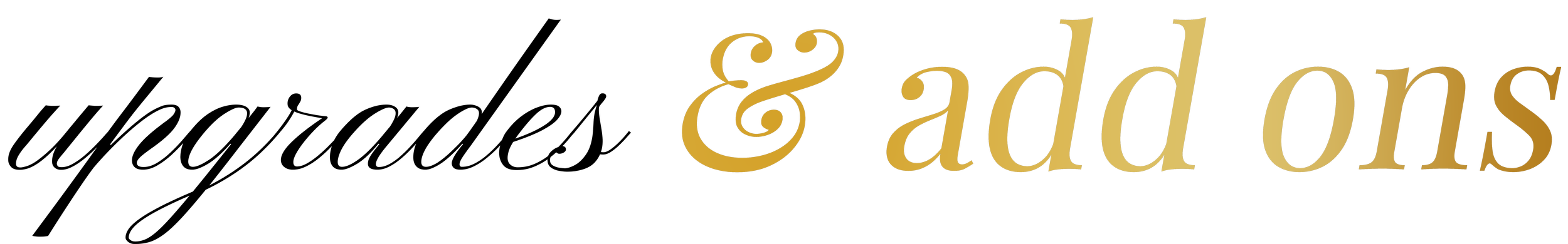 Text reading 'Coming & add ons' in black and gold font on a transparent background.