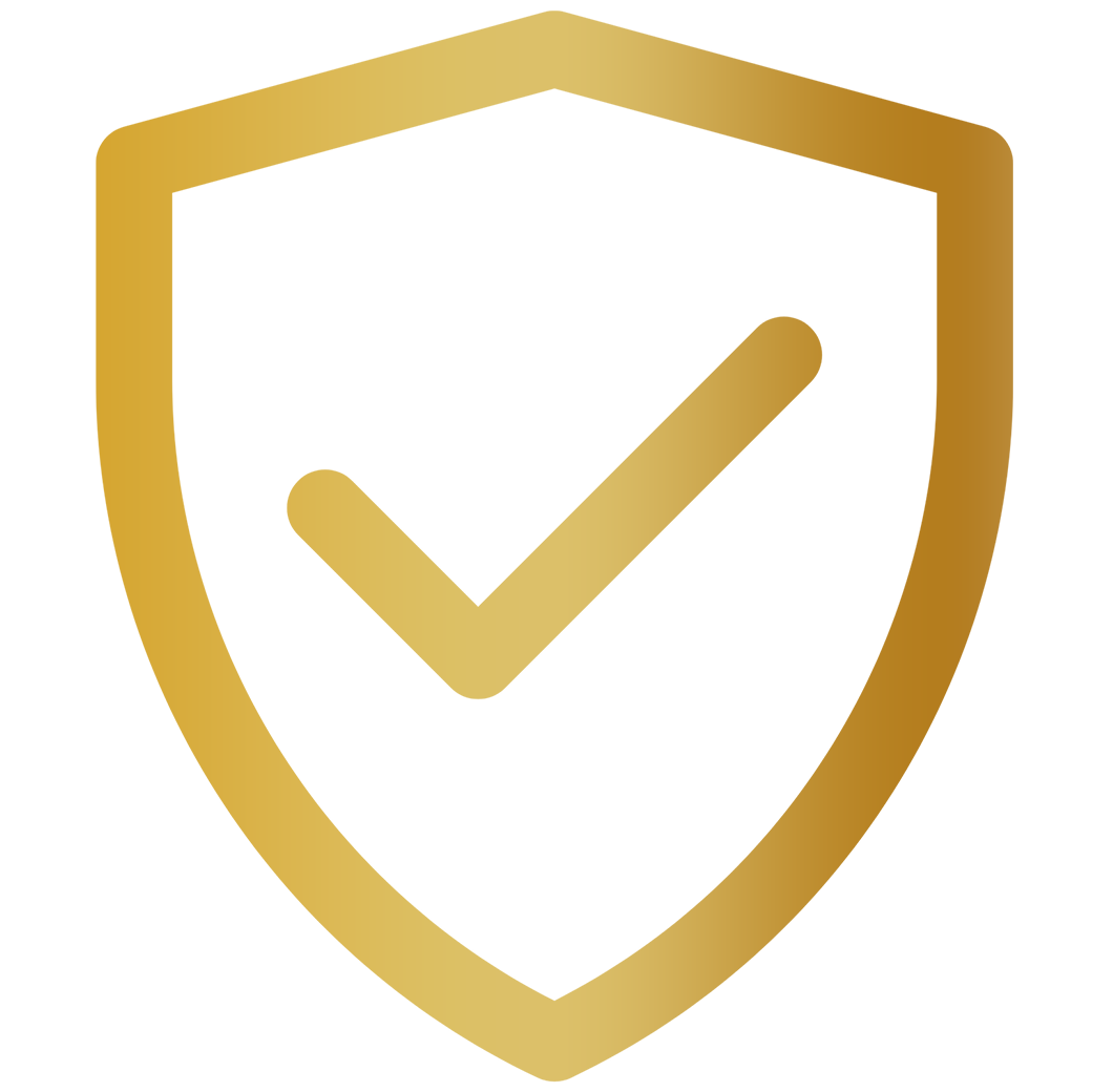 A large, gold-colored, three-dimensional letter 'A' with a geometric design.