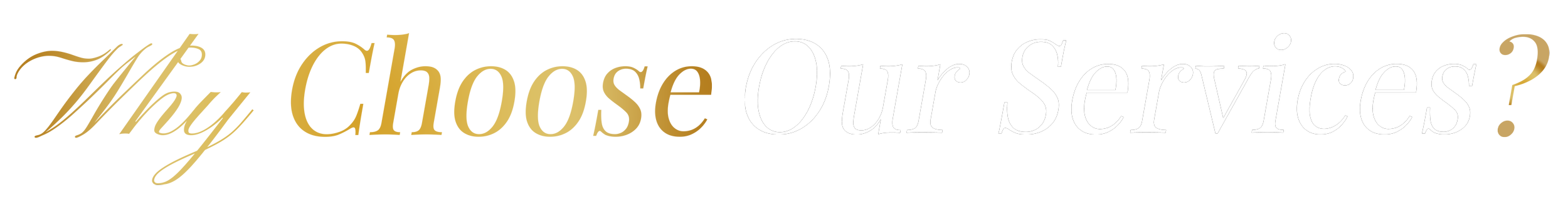 Gold and black banner with text 'Our Services' in white and black font.