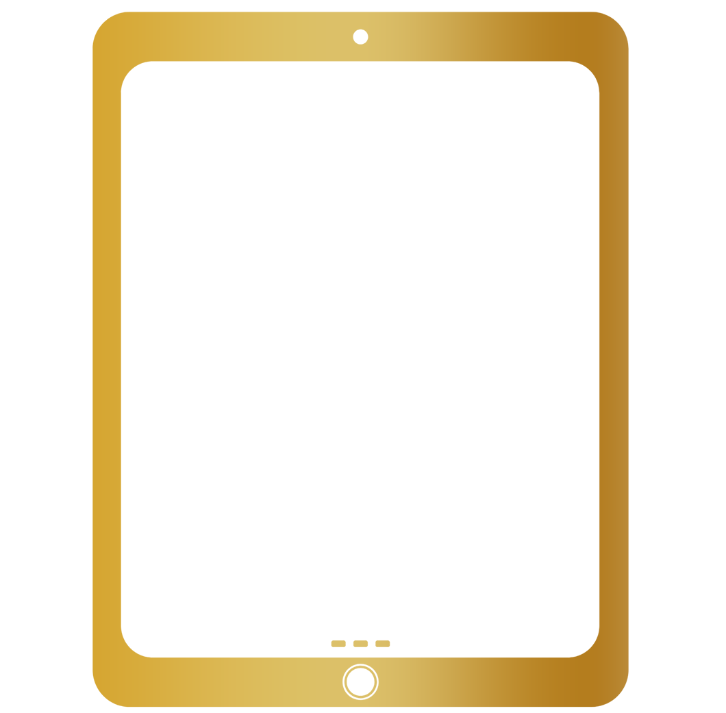 A rectangular gold-colored object with a metallic finish and smooth rounded edges.