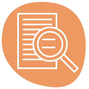 Icon of a document with a magnifying glass.