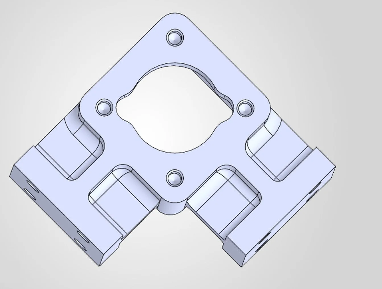 SolidWorks model of an early cast ceiling connection node for a steel modular building chassis