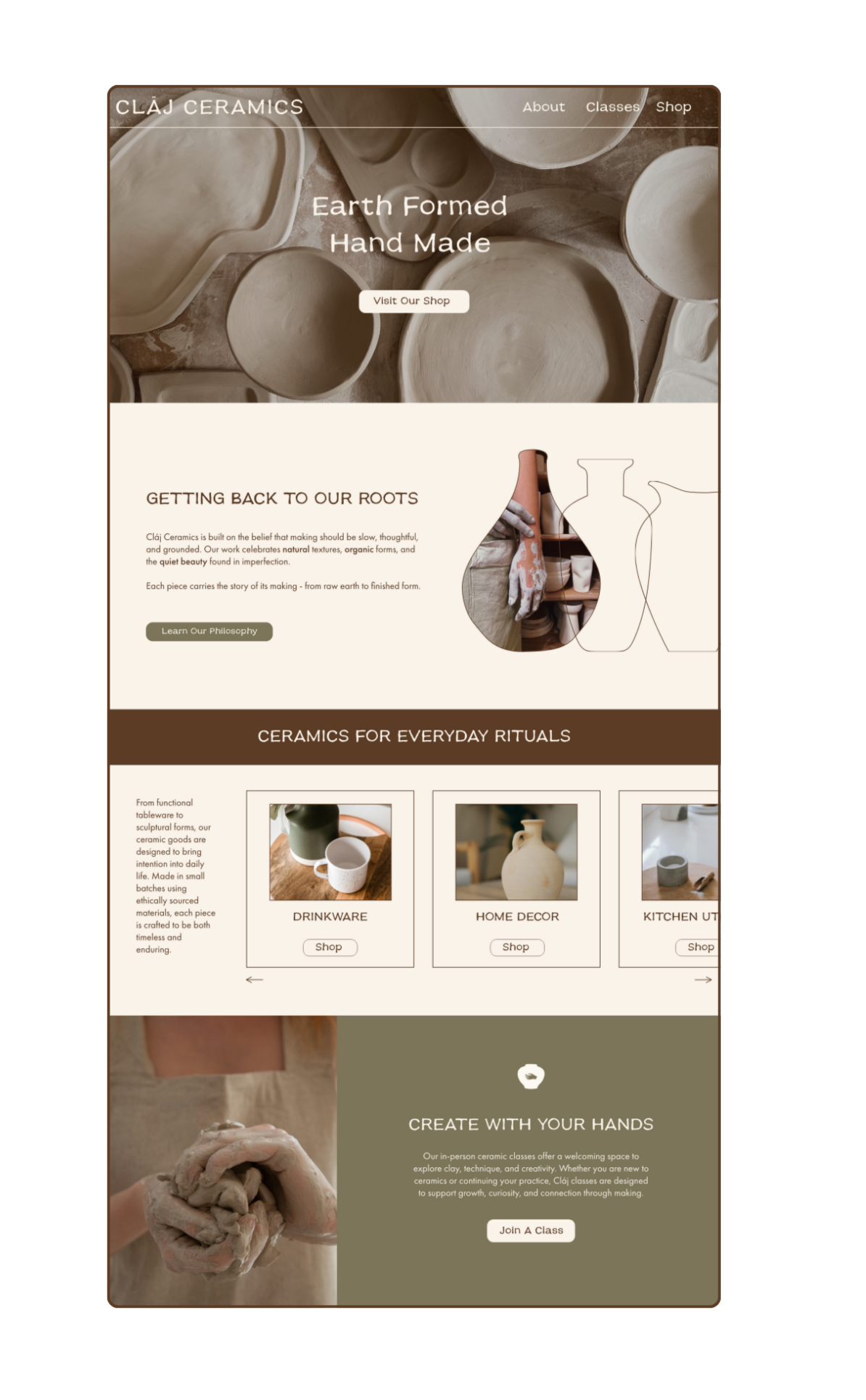 claj ceramics homepage website
