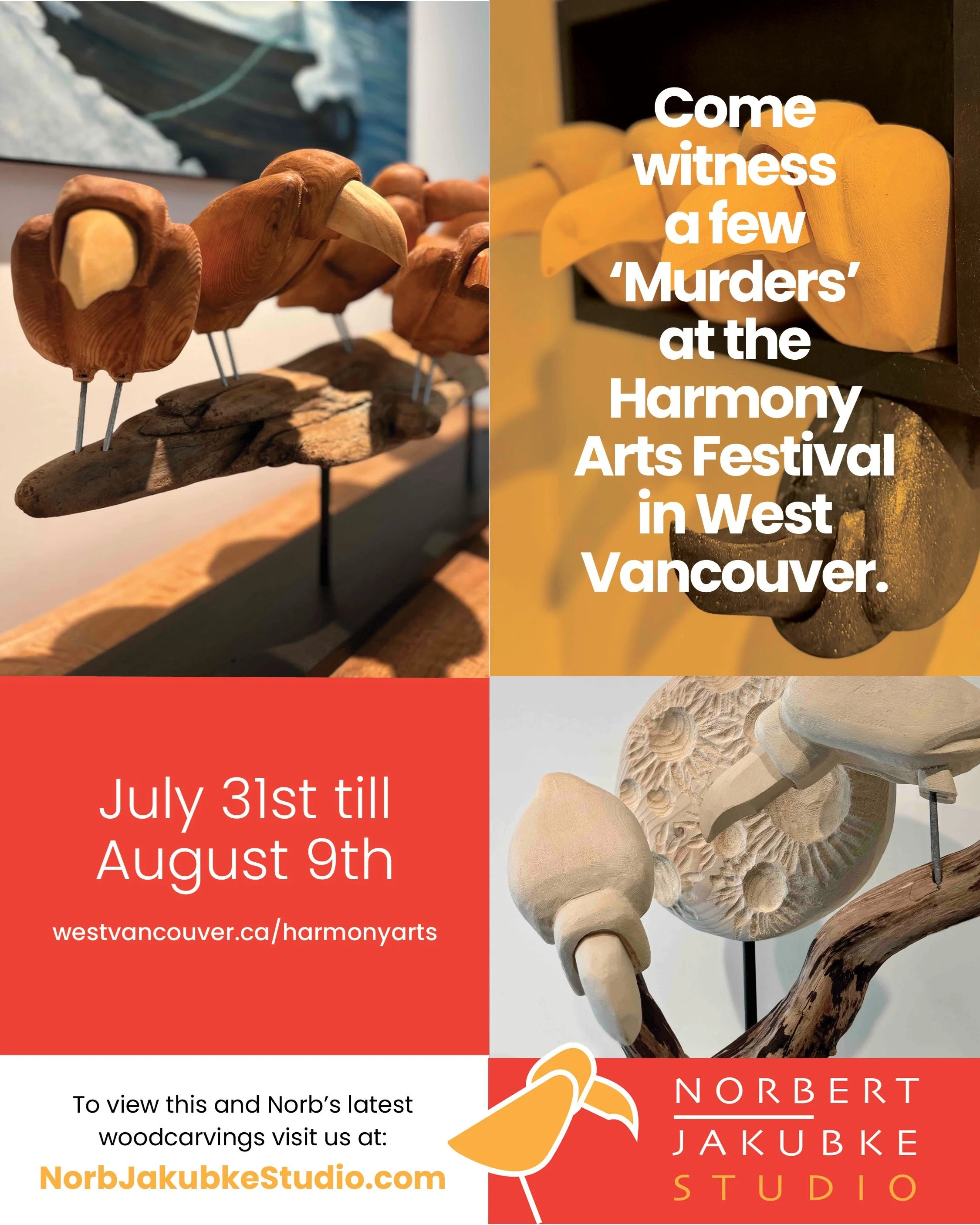 Visit my work and 56 other artists at the Harmony Group Exhibition at the Harmony Arts Festival in West Vancouver, July 31 - August 9. @NorbertJakubke_Studio @coastculturalalliance @HarmonyArtsFestival www.NorbJakubkeStudio.com