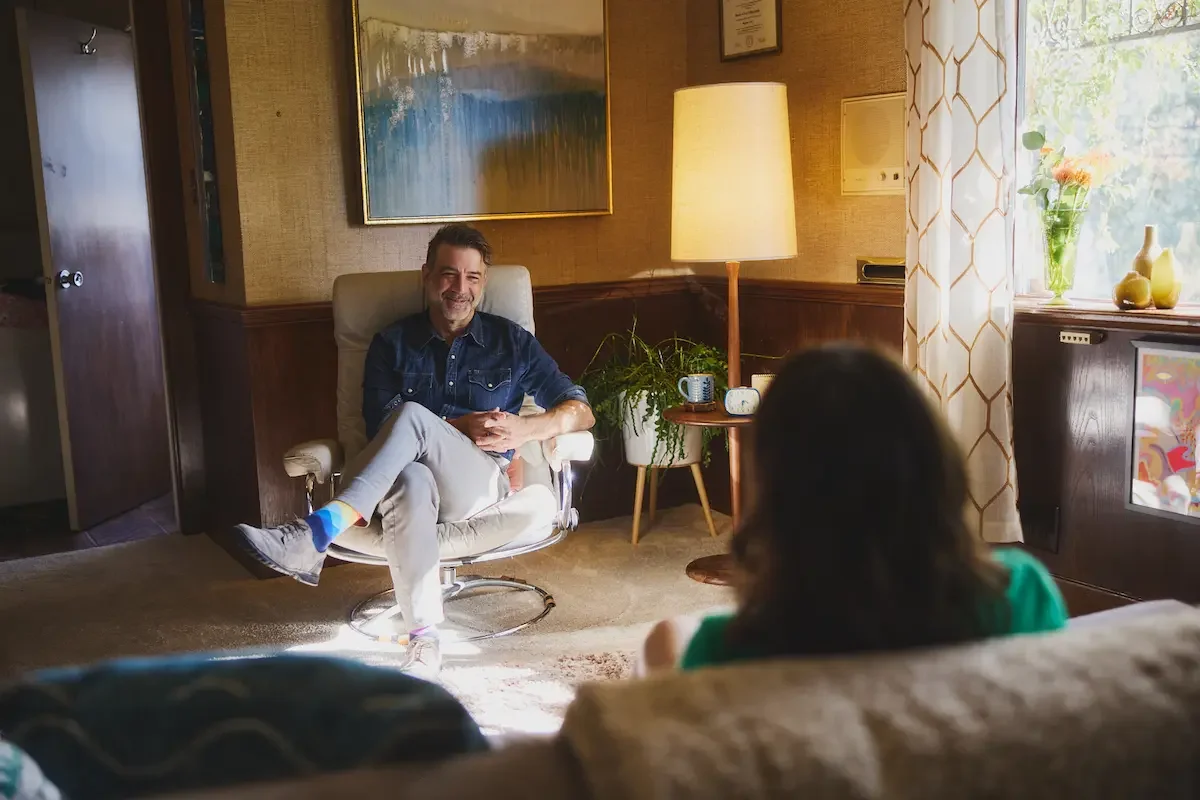 talk therapy with client dealing with stress and overwhelm