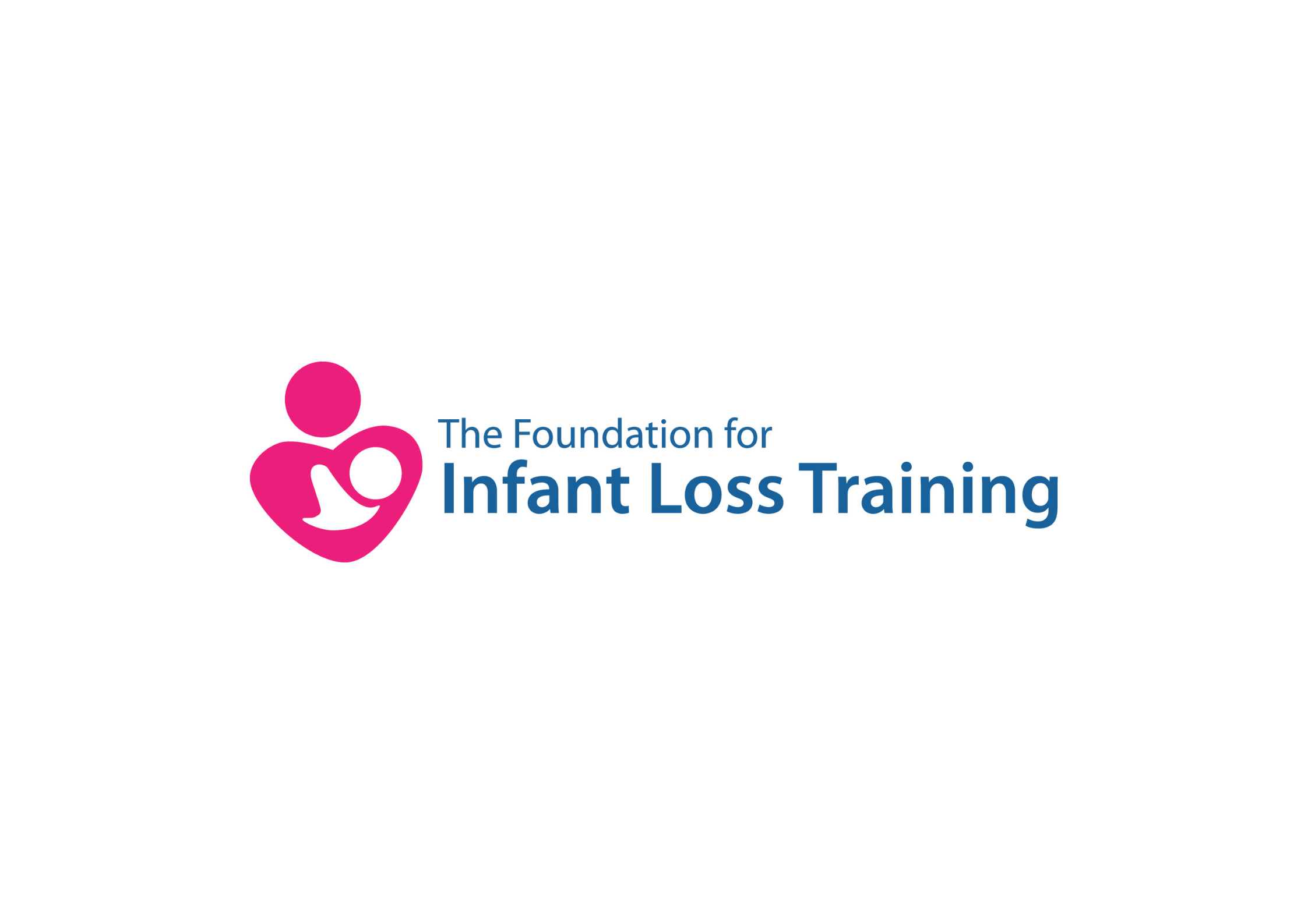 Logo for The Foundation for Infant Loss Training featuring a pink stylized icon of a mother holding a baby and the organization's name in blue text.
