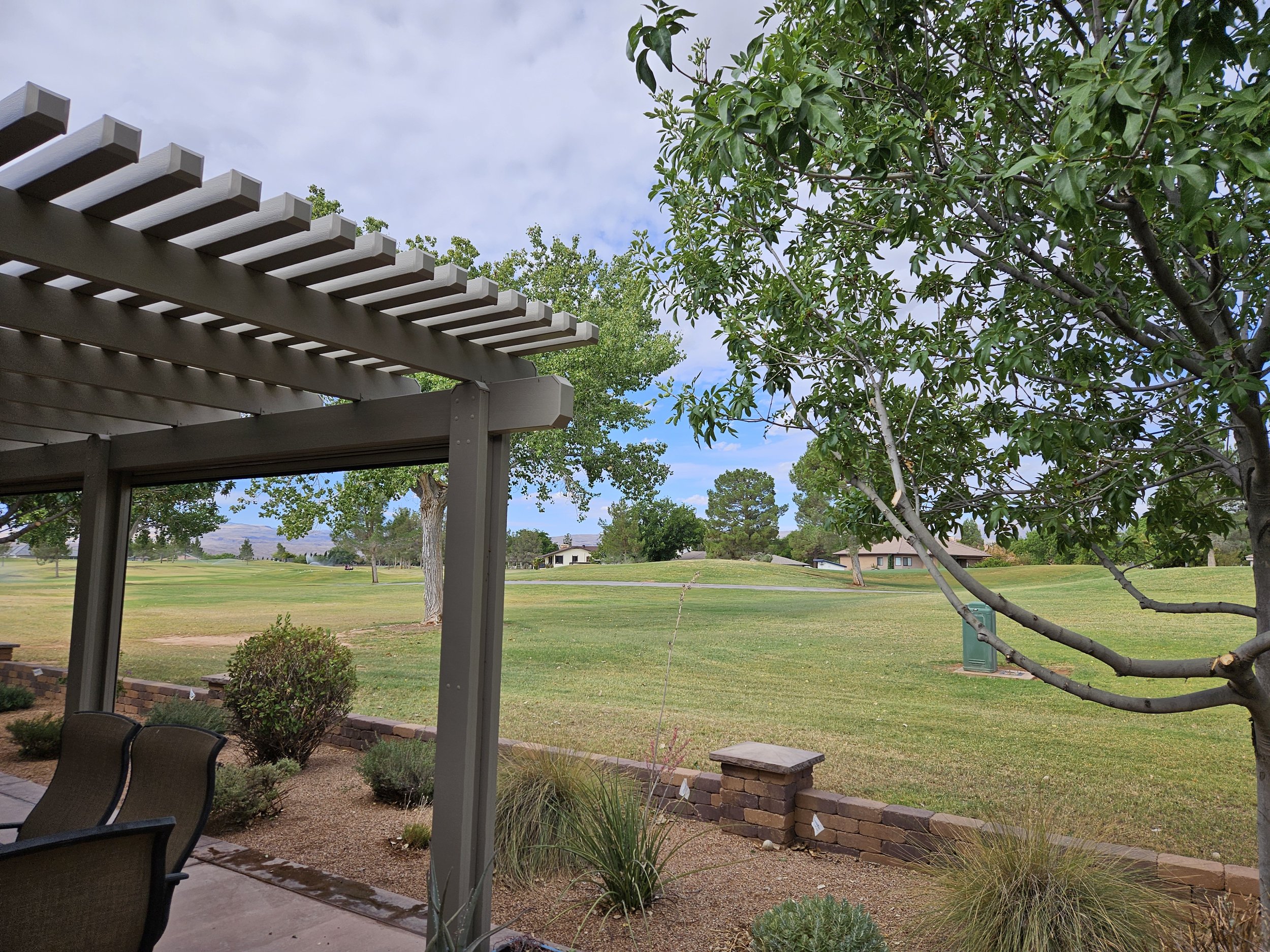 A beautifully landscaped yard in St. George, Utah showcasing precision tree trimming and pruning for desert climate trees. This image represents local tree services near you in St. George Utah, helping homeowners maintain healthy trees, improve curb 