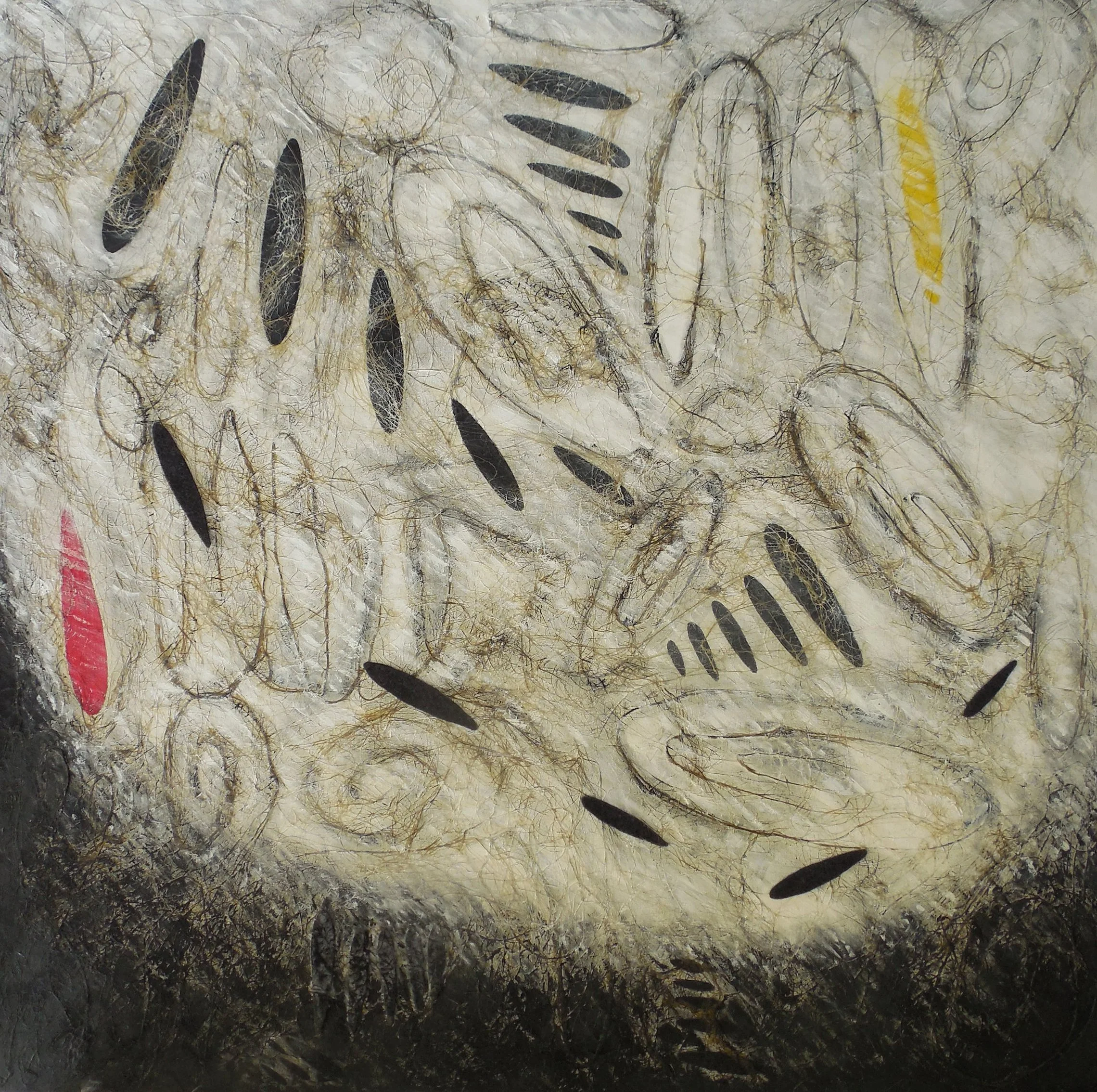 Cosmozone,
2019, 100 cm x 100 cm,
Acrylic and hemp fiber on canvas