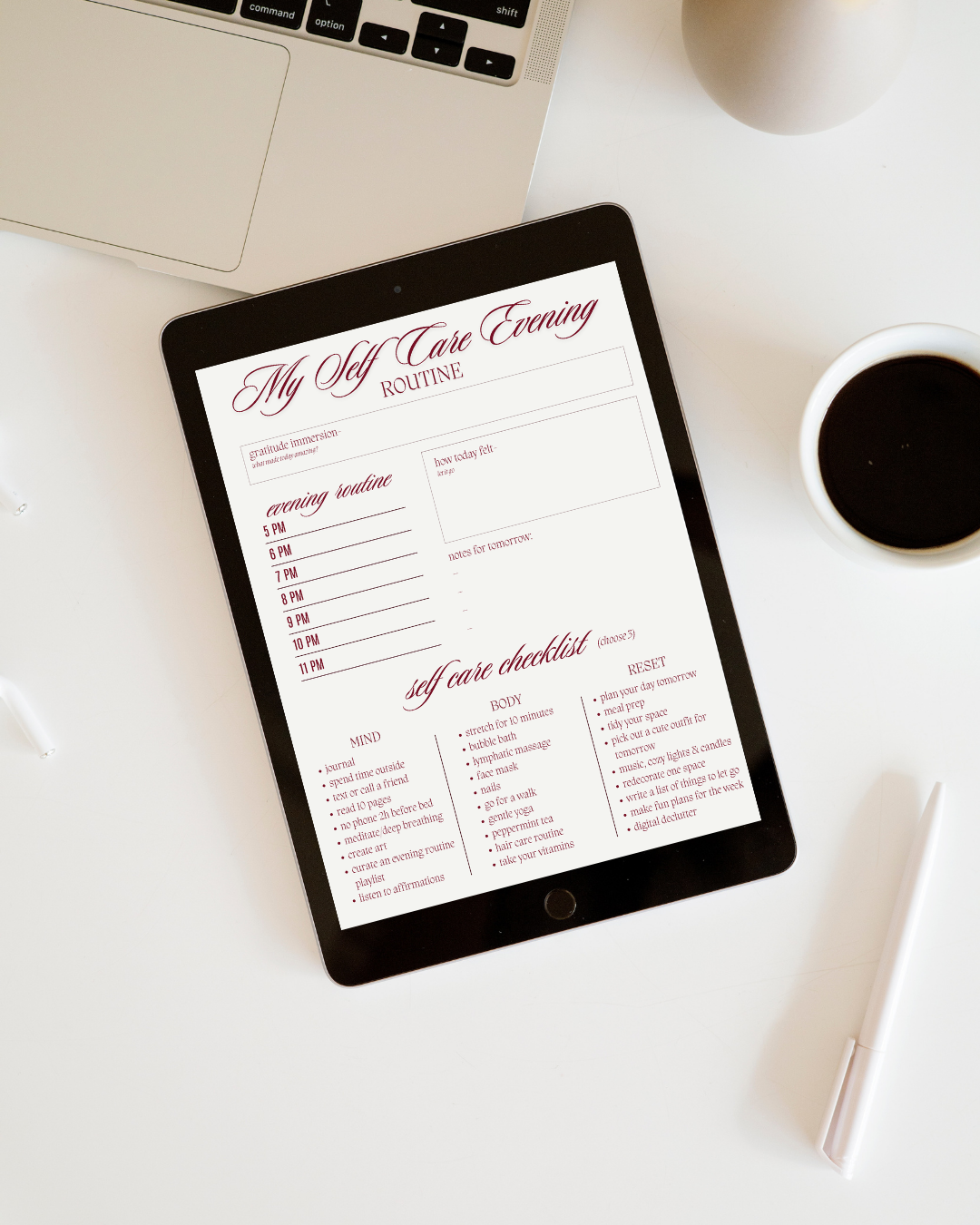 SELF CARE EVENING ROUTINE — DIGITAL EDITION