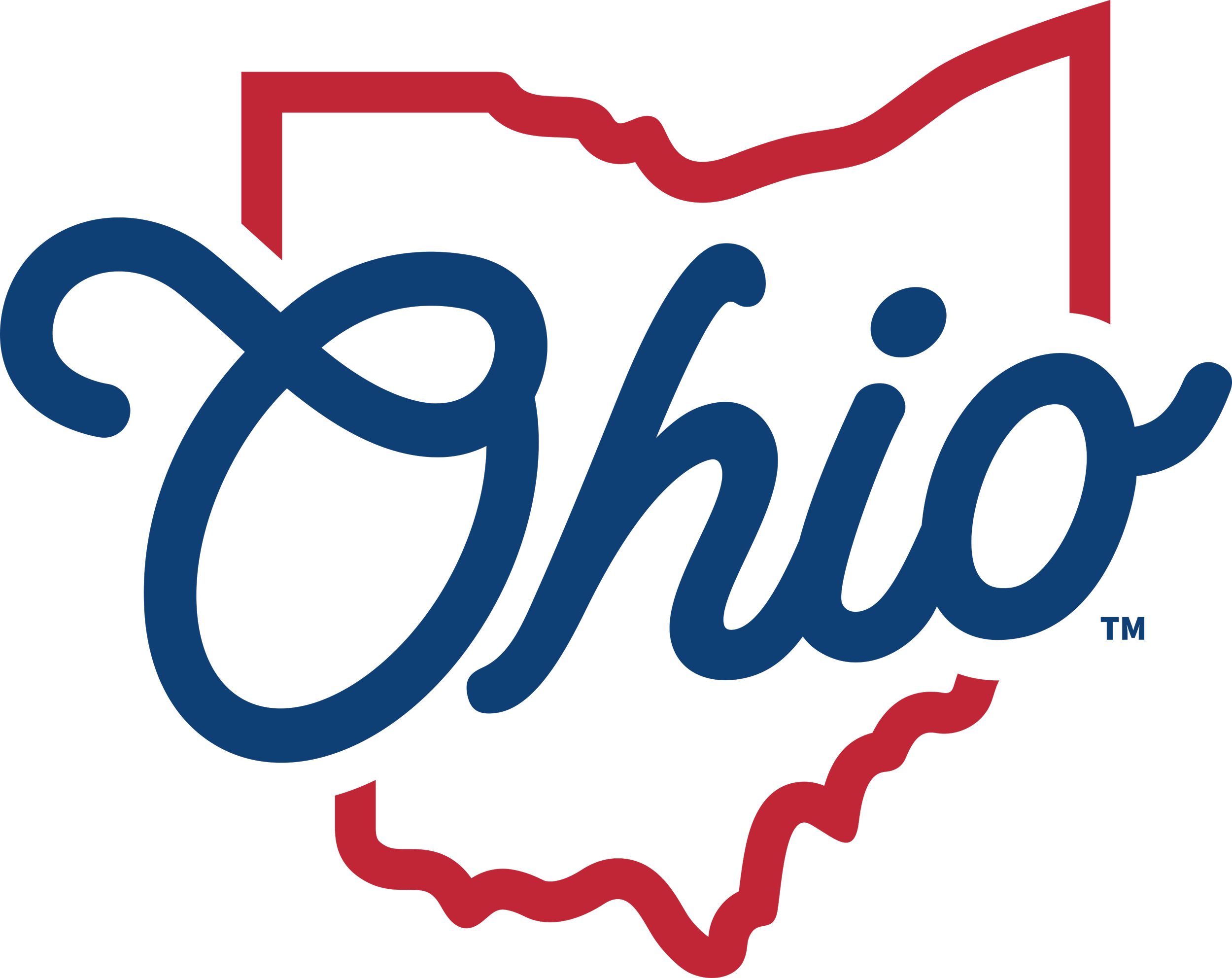 Stylized text reading 'Ohio' with a red outline of the United States map in the background. Most likely indicating the home health agency is located and operates in the state of Ohio, offering their top quality, high level care to TrueCare consumers.
