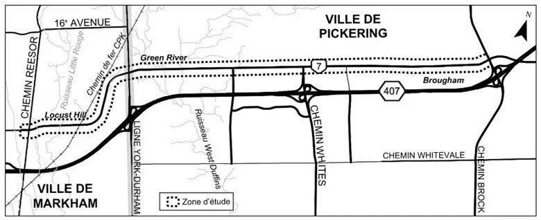Une carte montrant la zone d’étude du projet telle que décrite dans le texte.
