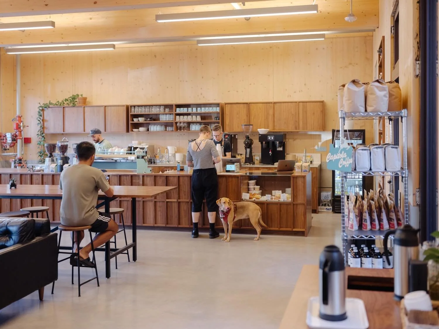 A while back we built out @capitolacoffeepdx on Mississippi Ave. They have a great space designed by @waechter_architecture&mdash;the walnut throughout really evokes coffee tones and, like their product, just looks and feels delicious, if we do say s