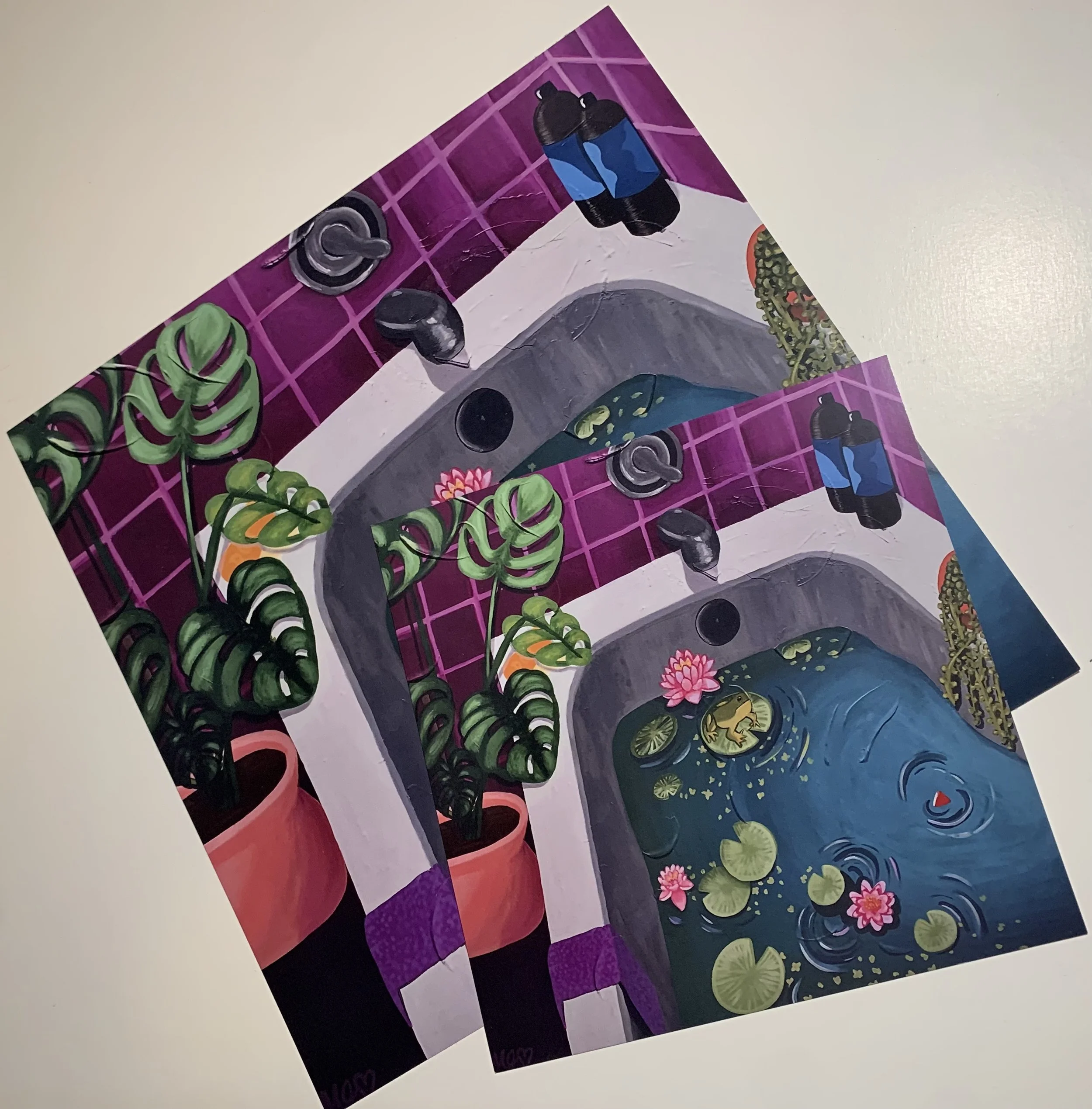 "Bathroom pond" - Colorful bathroom wall art print