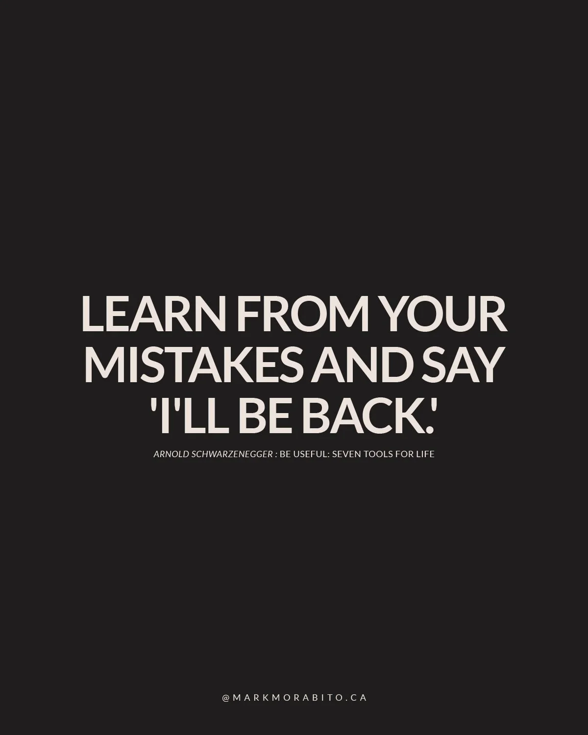 &ldquo;Learn from your mistakes and say 'I'll be back.'&rdquo;

A setback is just a plot twist. Collect the lesson. Return better.

A reminder from one of my favourite books that resilience is built in the comeback. 

Happy Monday!

#ResilienceIn #Be